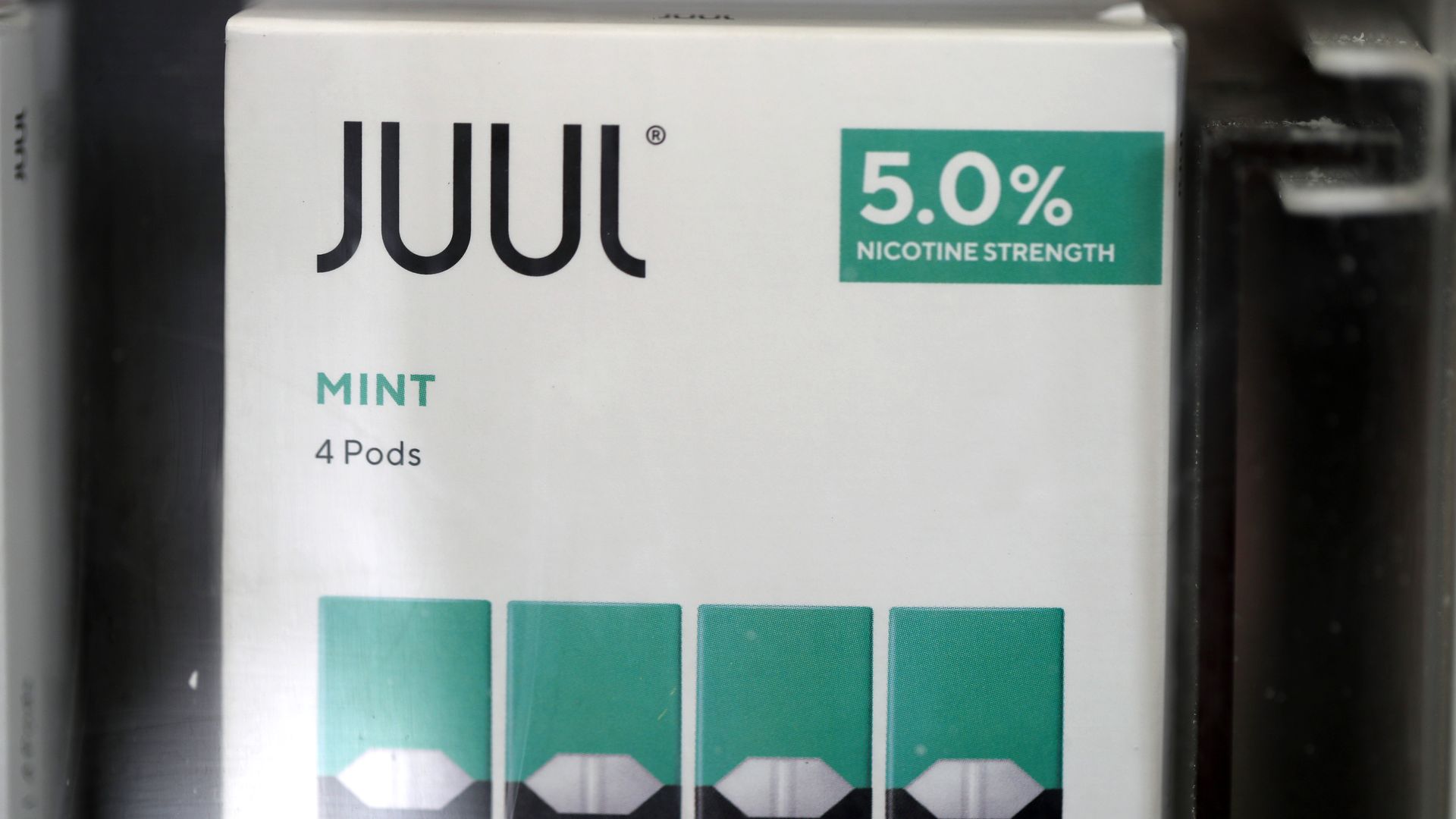 Packages of Juul mint flavored e-cigarettes are displayed at San Rafael Smokeshop on November 07, 2019 in San Rafael, California.