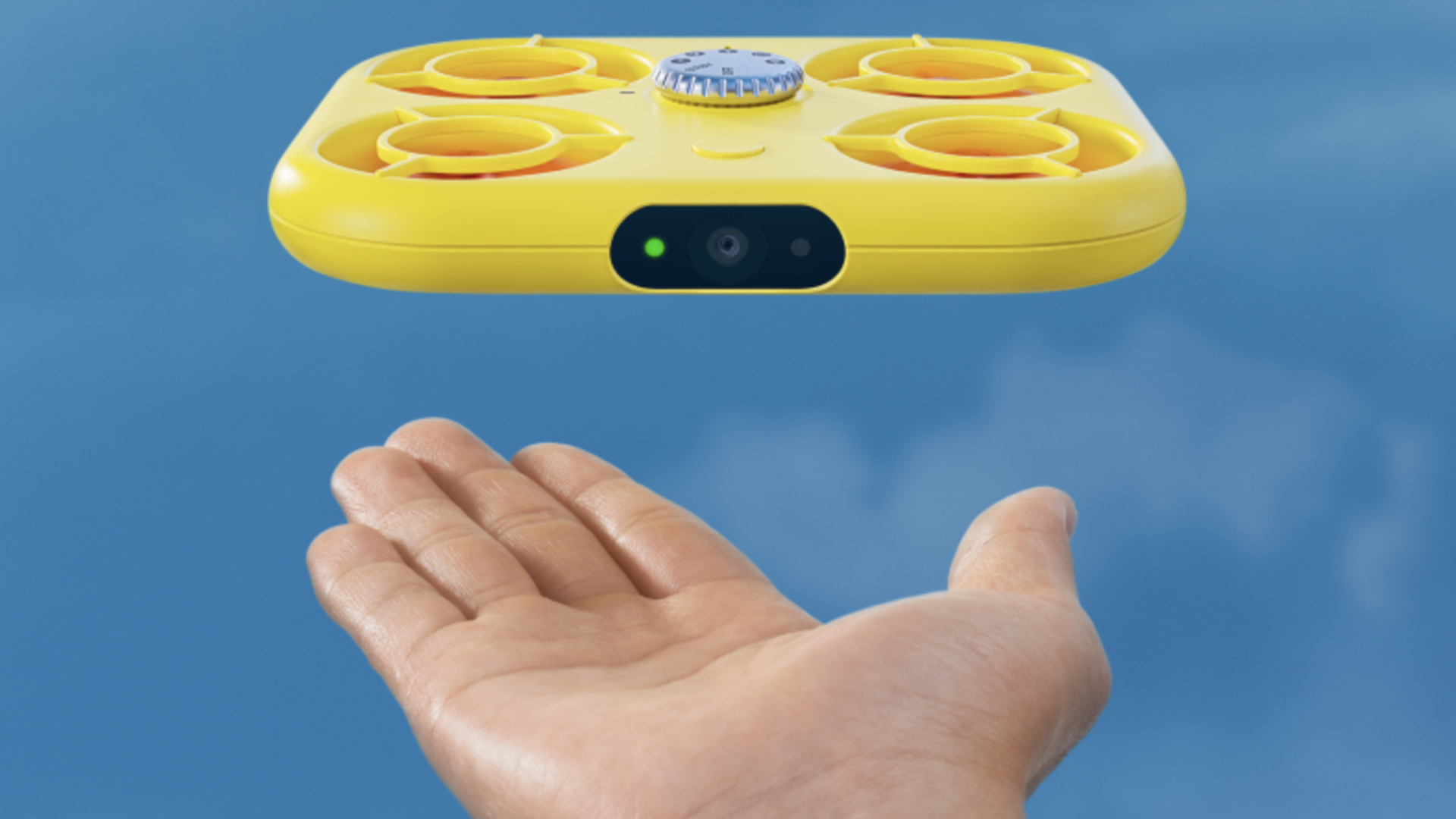 Image of Snapchat's new yellow Pixy, a flying camera that people can use to take selfies
