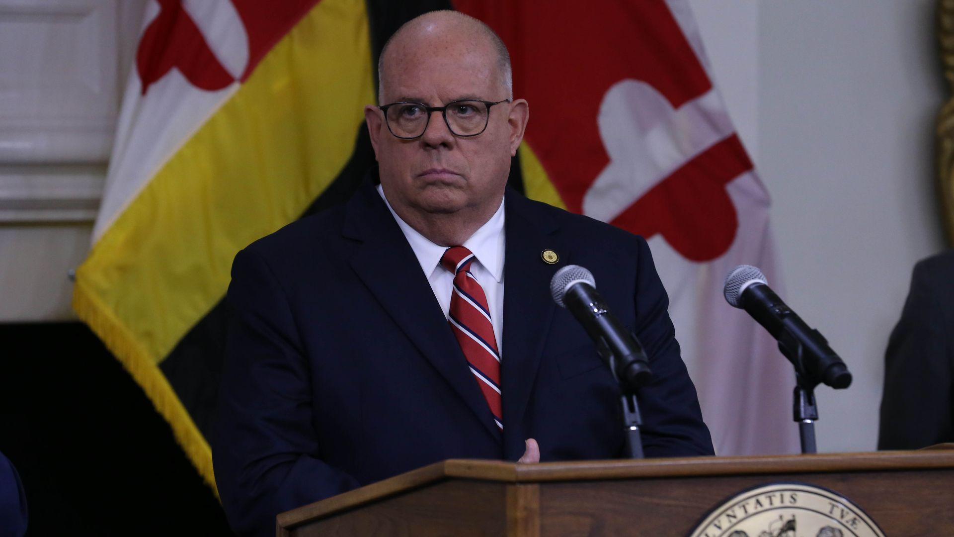 Governor Larry Hogan speaks at a press conference at Maryland State House on June 09, 2022 in Annapolis, Maryland. 