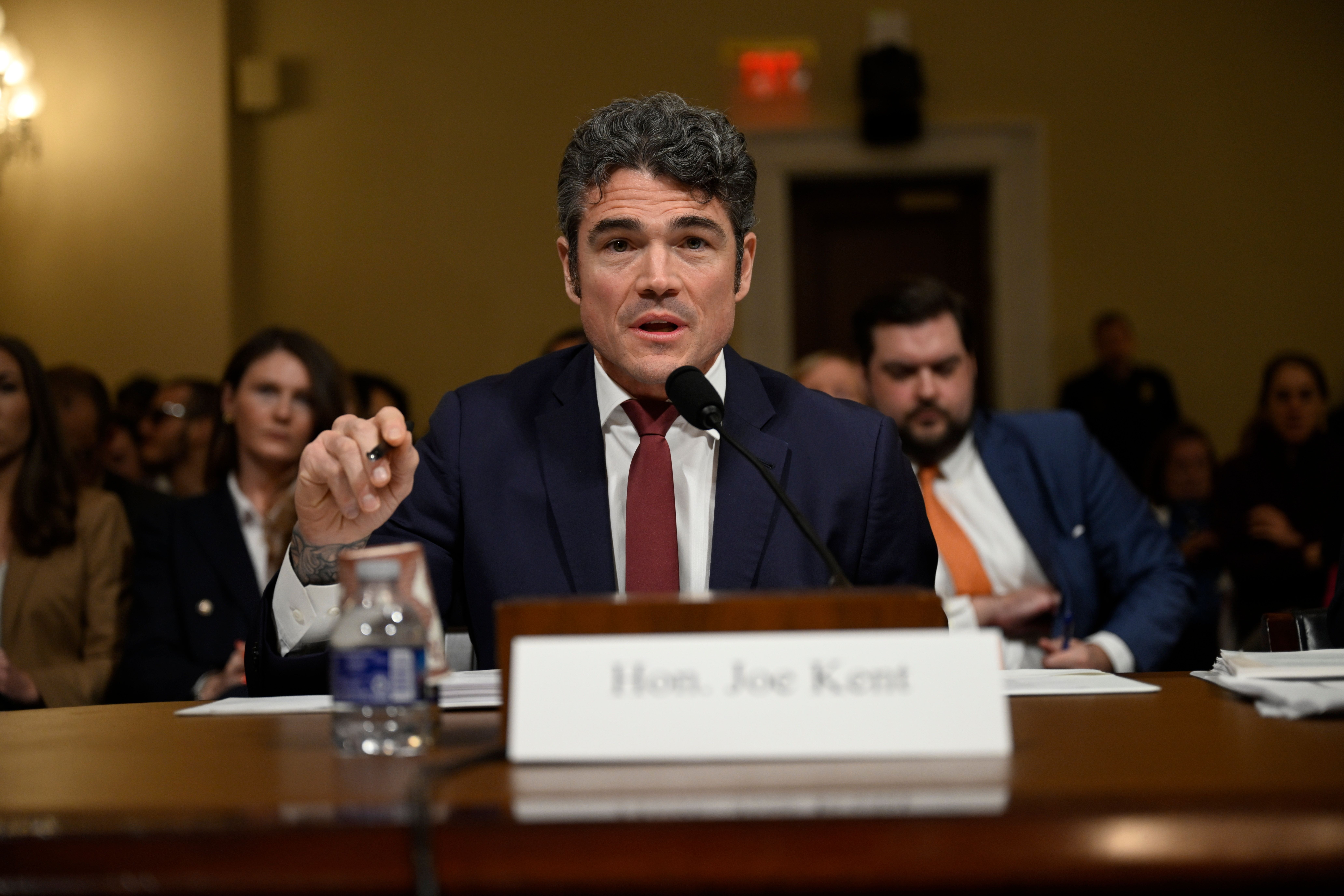 Former National Counterterrorism Center director Joe Kent testifies in front of the House Homeland Security Committee in December. 