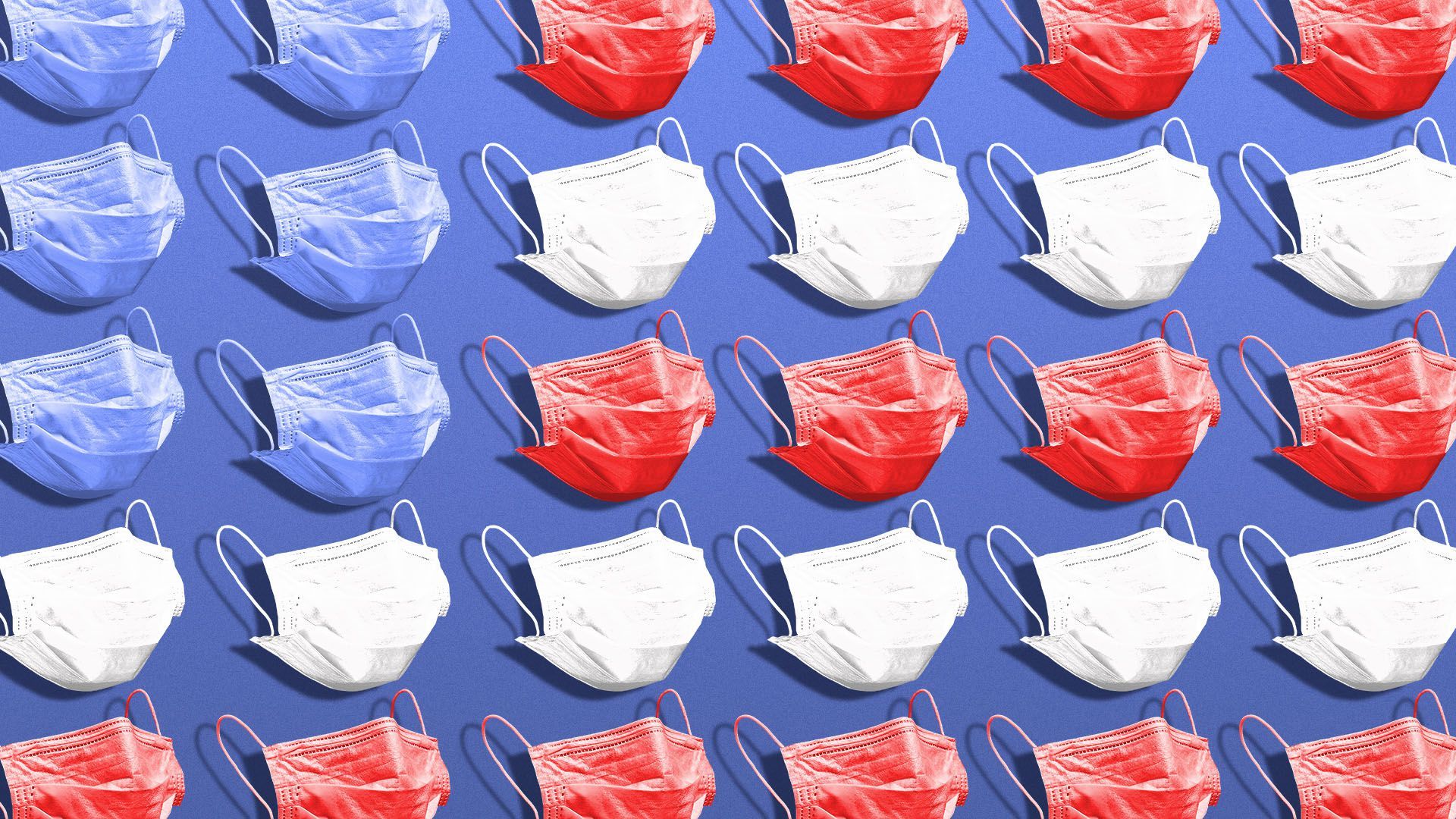 Illustration of medical masks in the shape of a U.S. flag