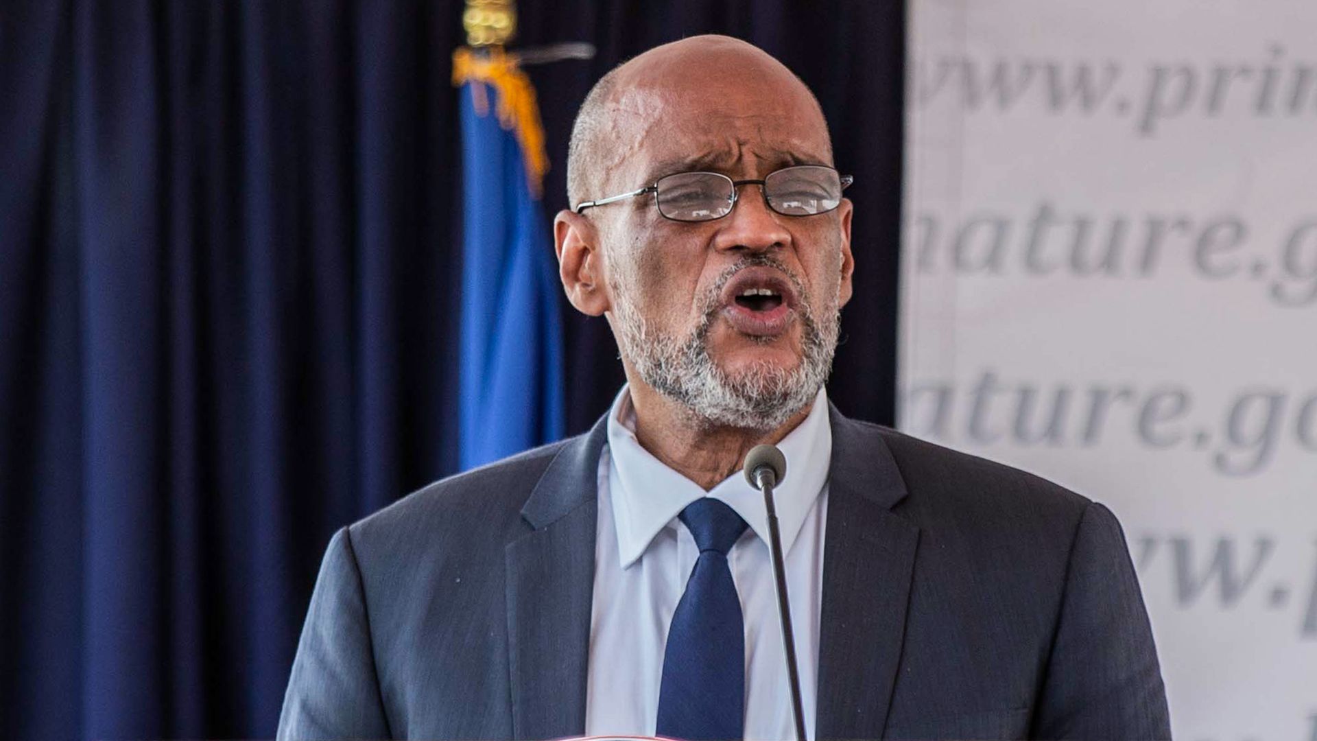 Haiti Prime Minister Ariel Henry speaking in Port-au-Prince in July 2020.