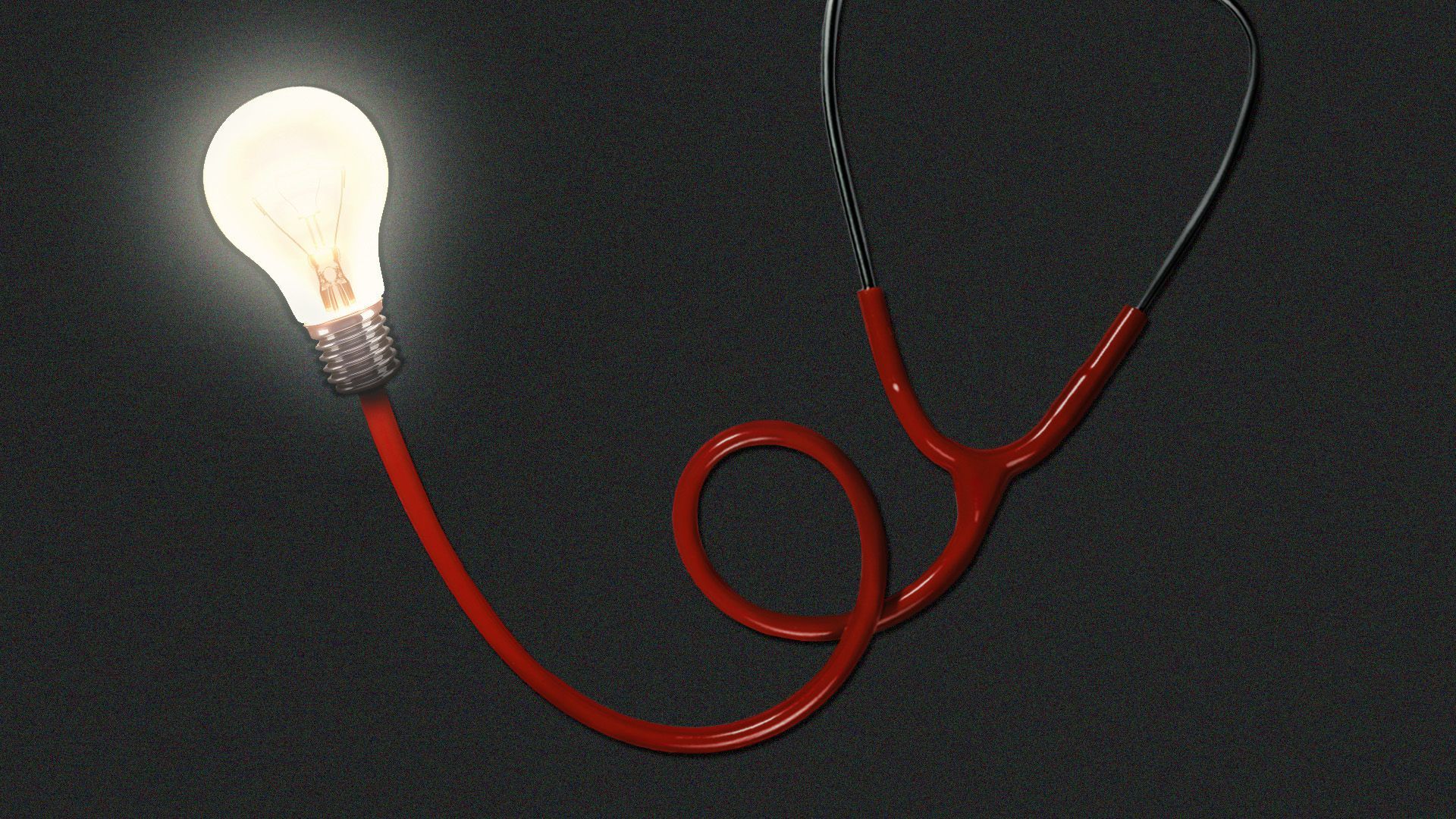 a stethoscope with a glowing lightbulb at the end of it 