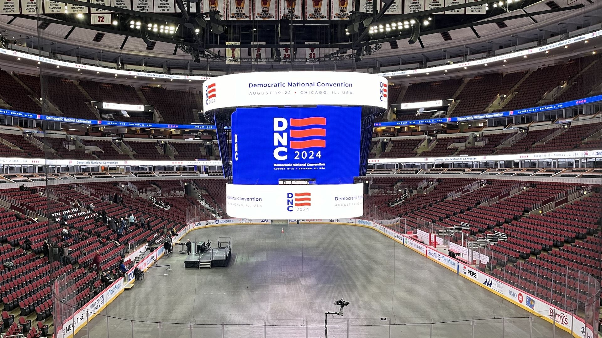 Photo of a scoreboard in a stadium 