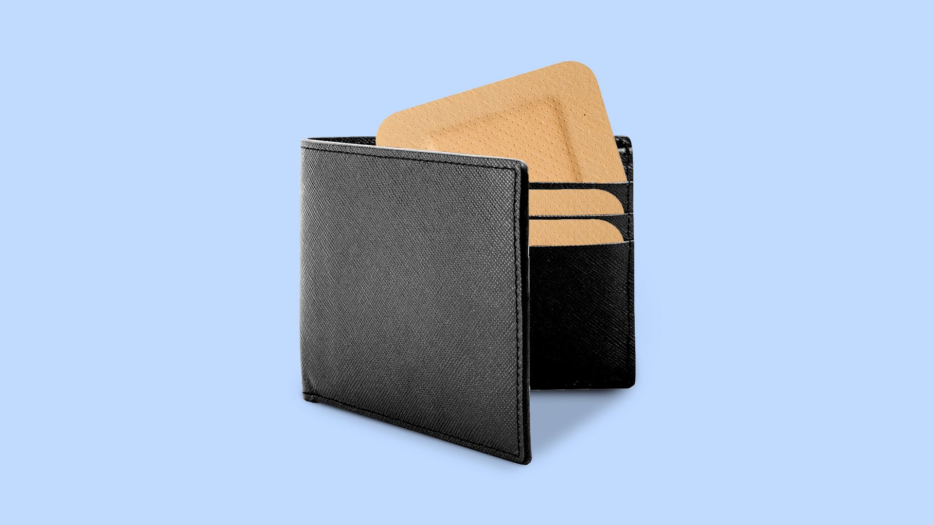 Illustration of a wallet full of band-aids