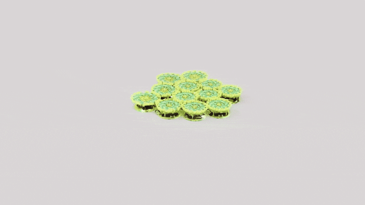 Video of small circular robots pulsing