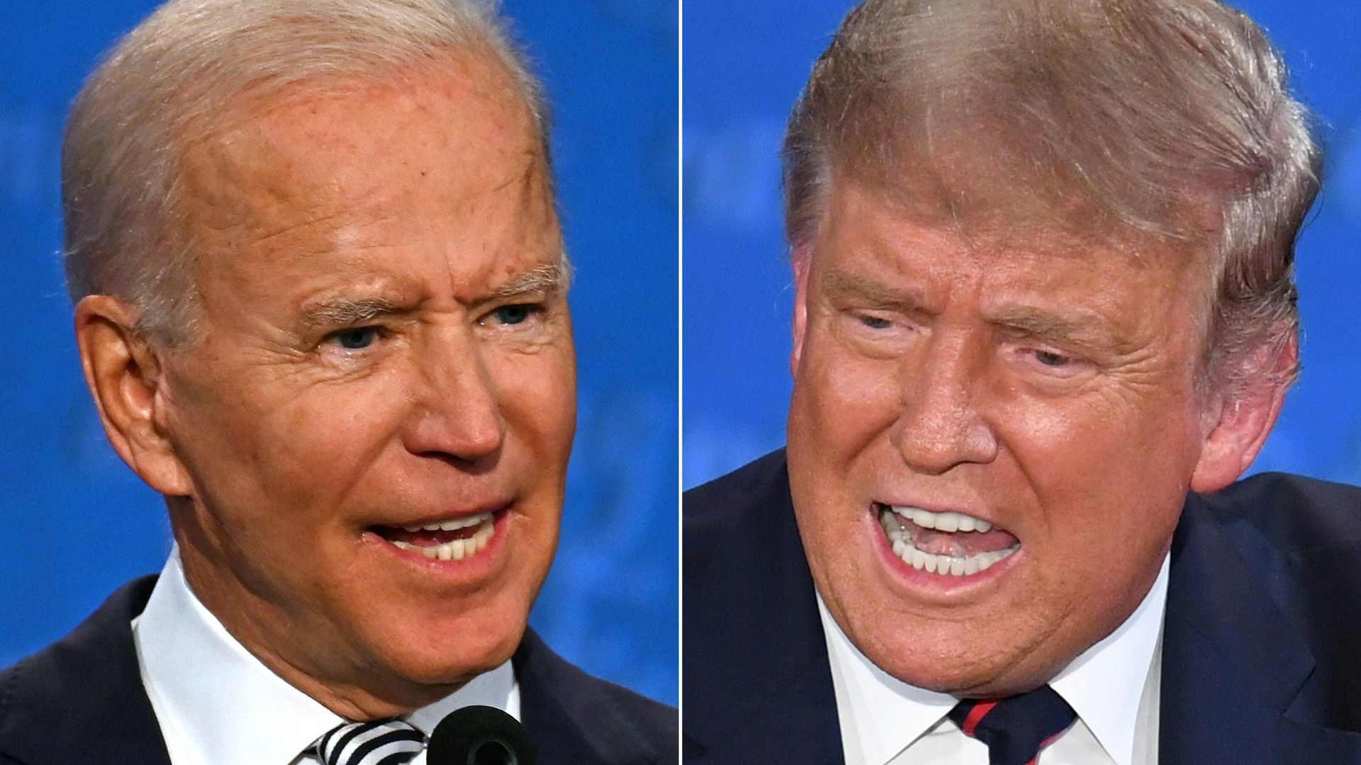 A split photo of Joe Biden and Donald Trump at the presidential debate 