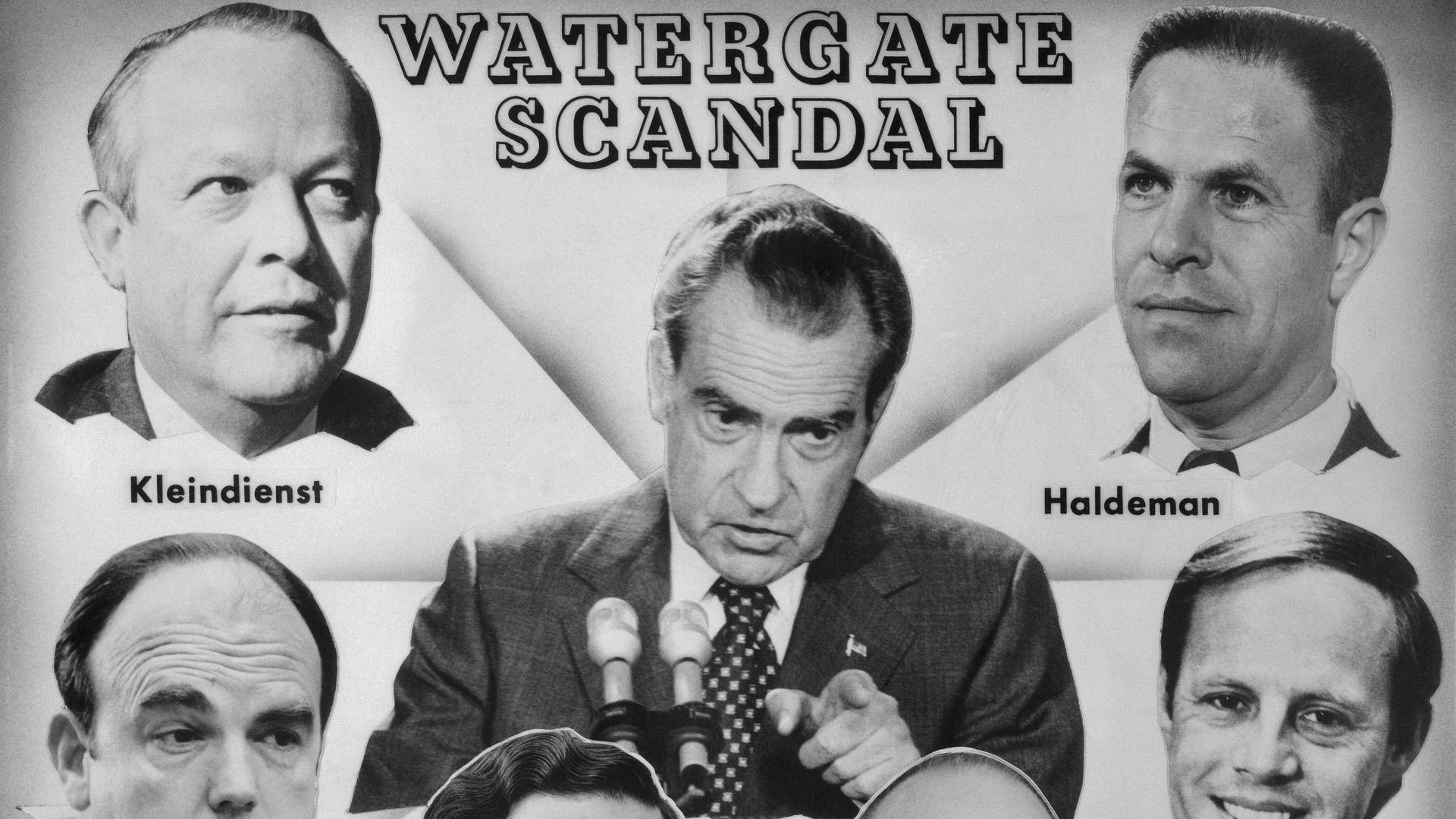A chart of President Nixon and officials involved in the Watergate scandal