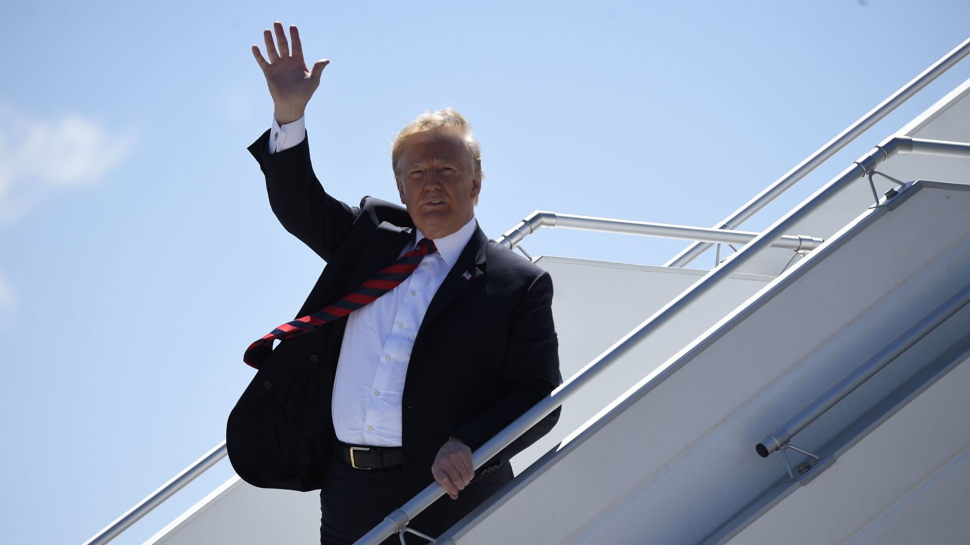 President Donald Trump arrives at Canadian Forces Base Bagotville, Canada, on June 8, 2018, as Trump travels to attend the G7 Summit. 
