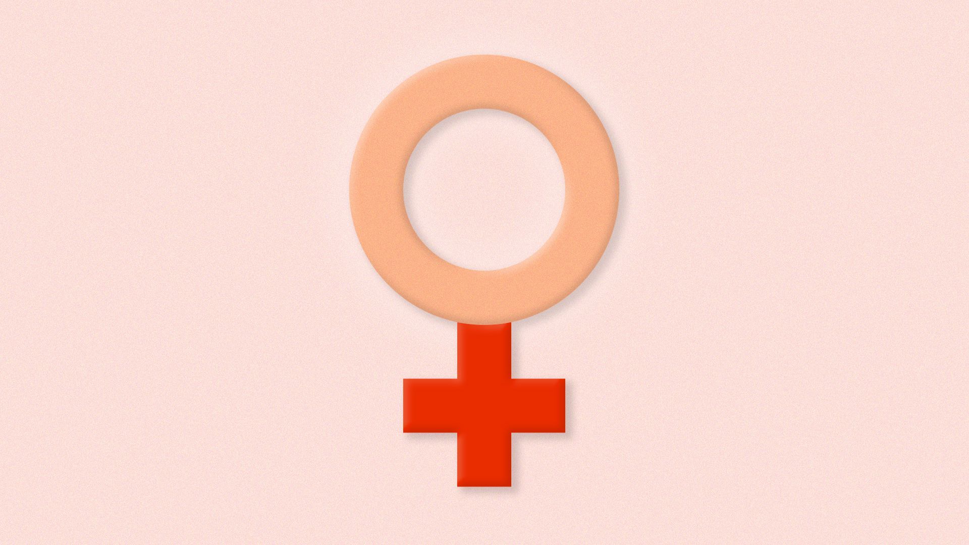 Illustration of a female symbol and a red cross merged together.