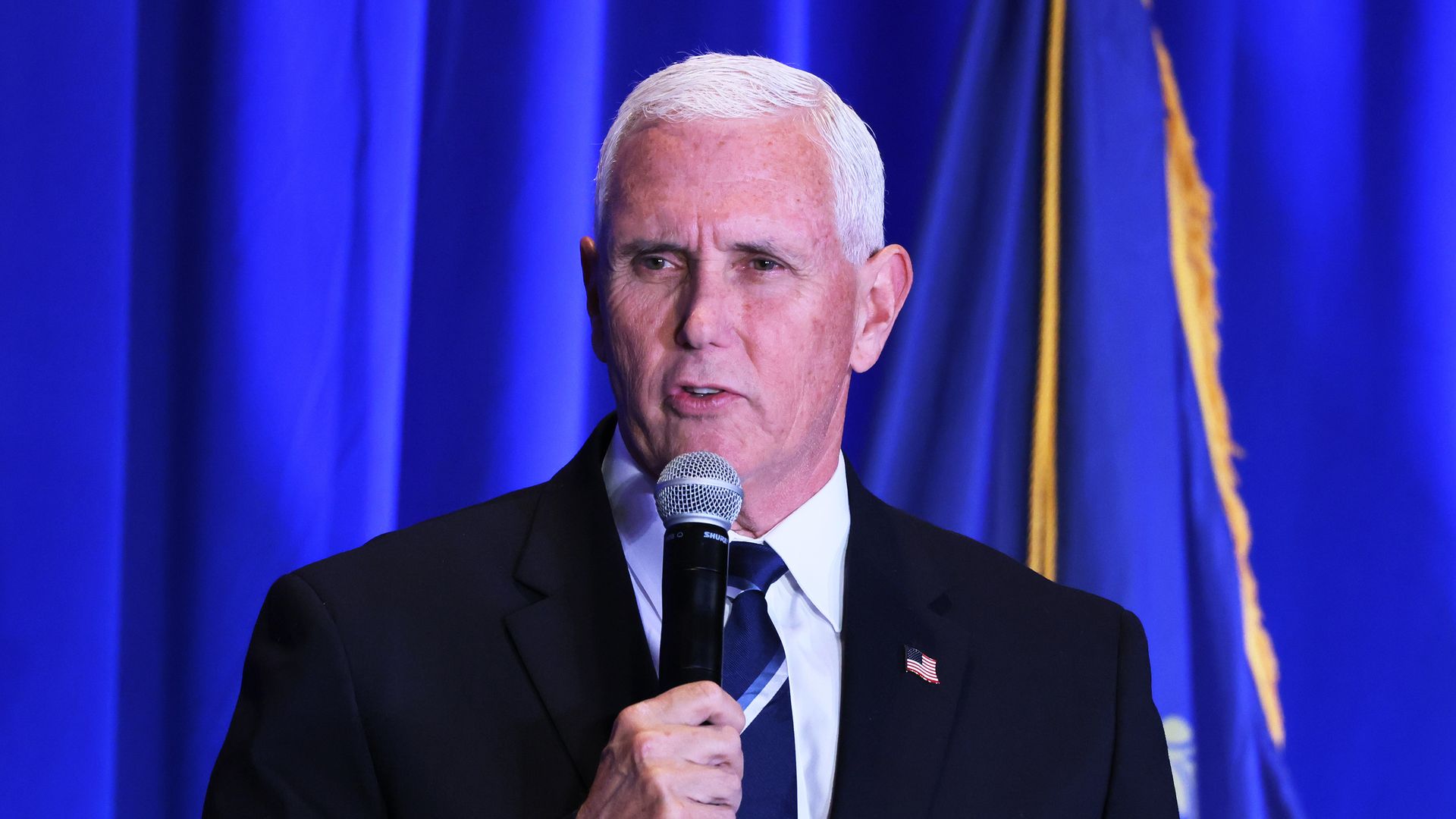 Republican presidential candidate former U.S. Vice President Mike Pence speaks during the 2023 First in the Nation Leadership Summit on October 14, 2023 in Nashua, New Hampshire. 