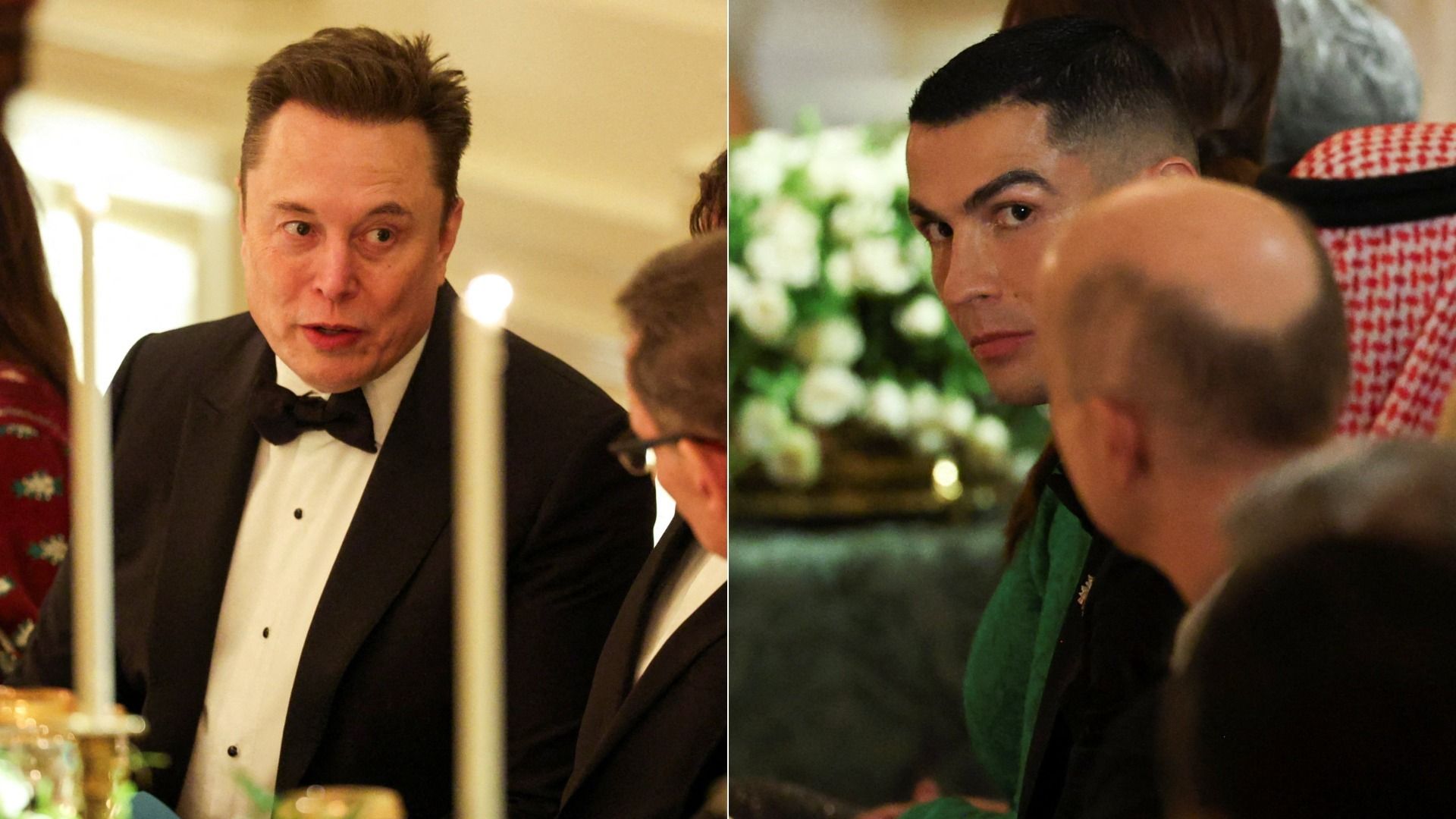 Elon Musk and Cristiano Ronaldo at last night's White House dinner for Saudi Crown Prince Mohammed bin Salman.