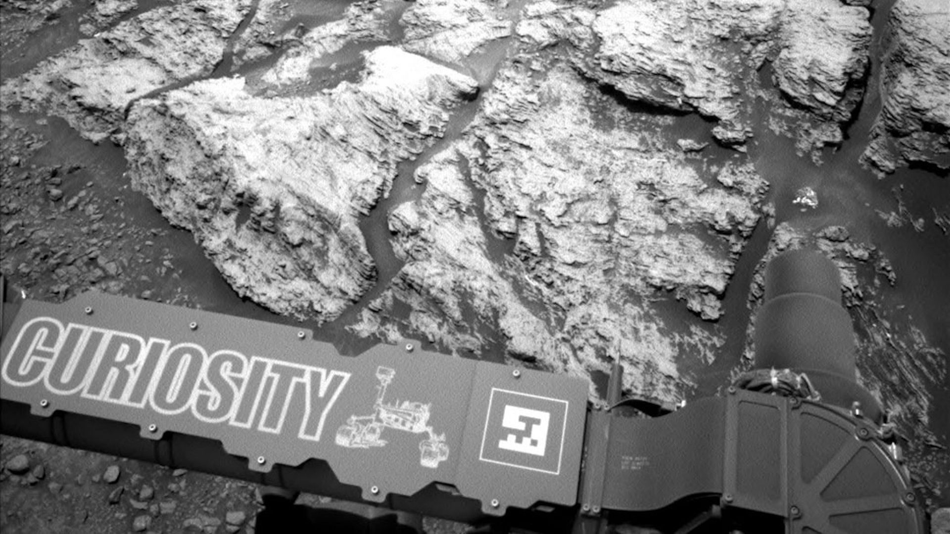 The Curiosity rover on Mars.
