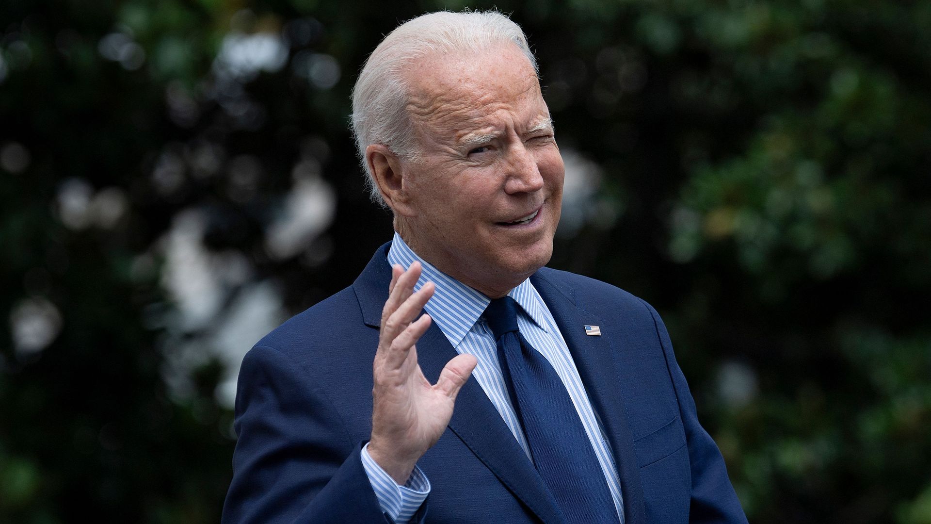 President Biden walking to Marine One on the South Lawn of the White House July 16.