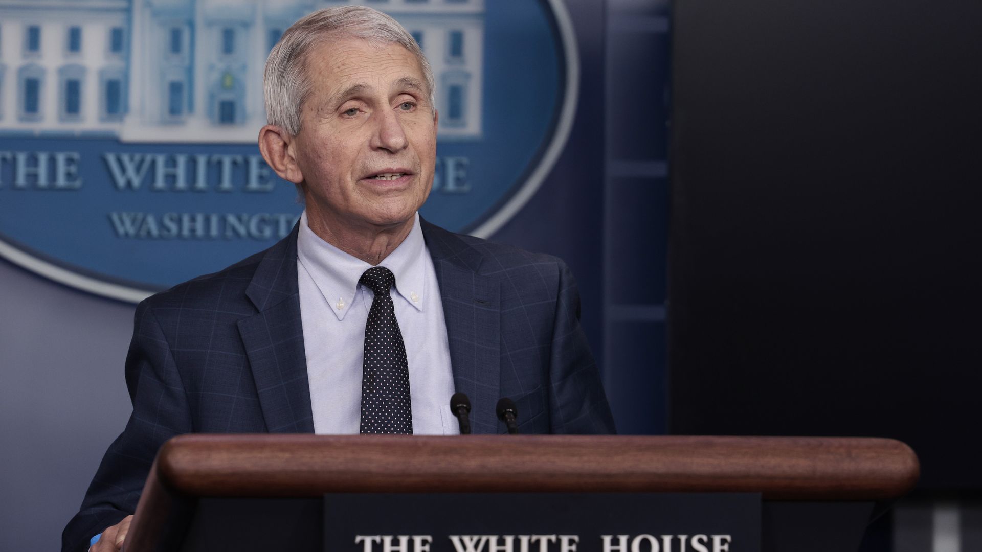 Anthony Fauci, Chief Medical Advisor to the President, gives an update on the Omicron COVID-19 variant during the daily press briefing at the White House on December 01.