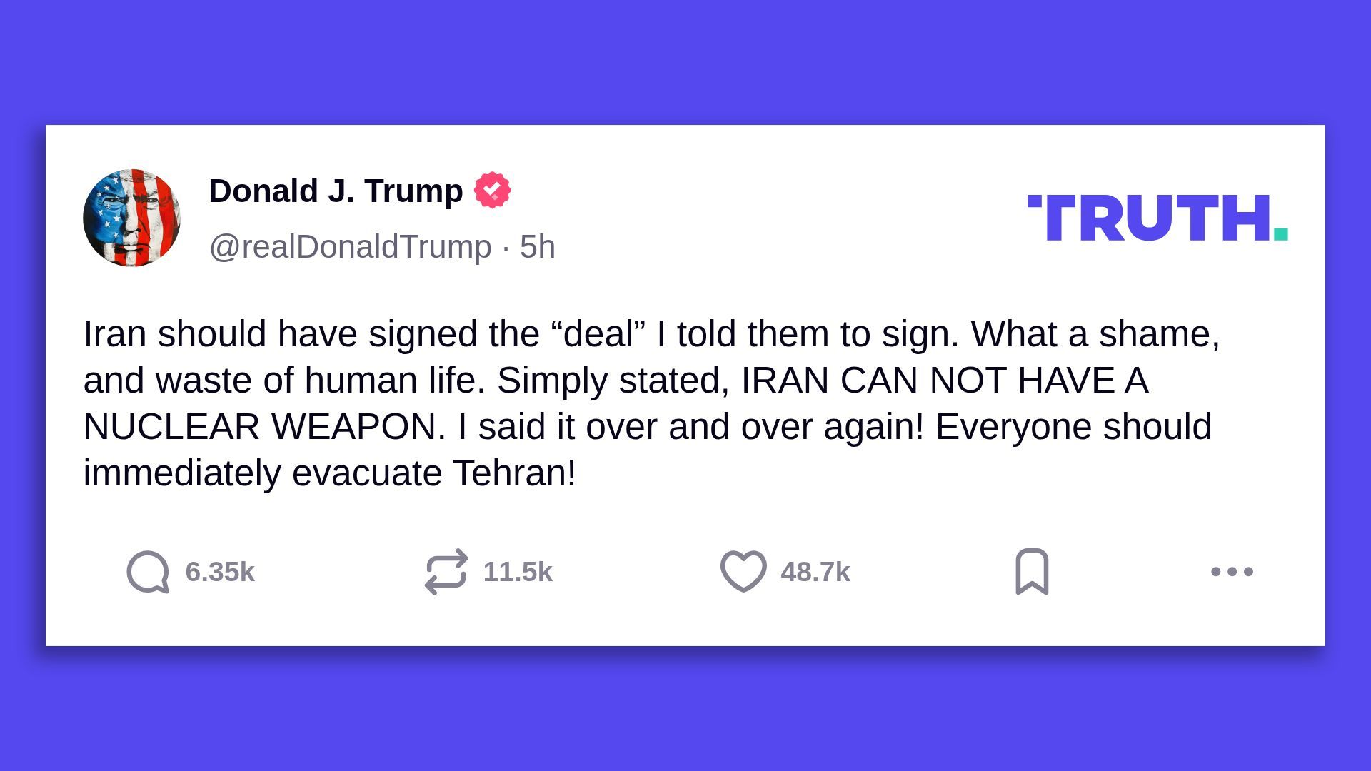 Trump Truth Social post
