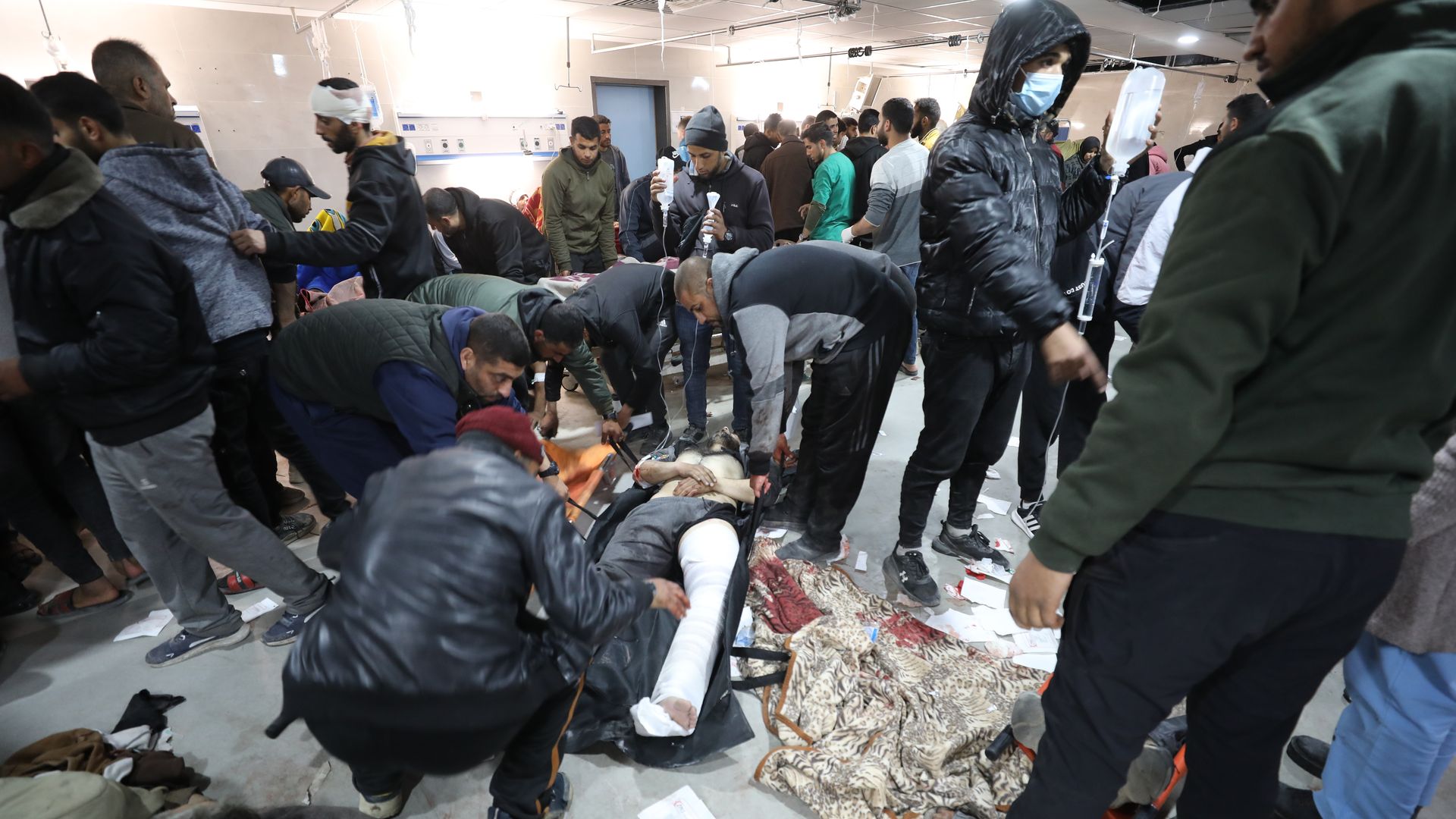 Injured Palestinians receive medical treatment in Al-Shifa Hospital 