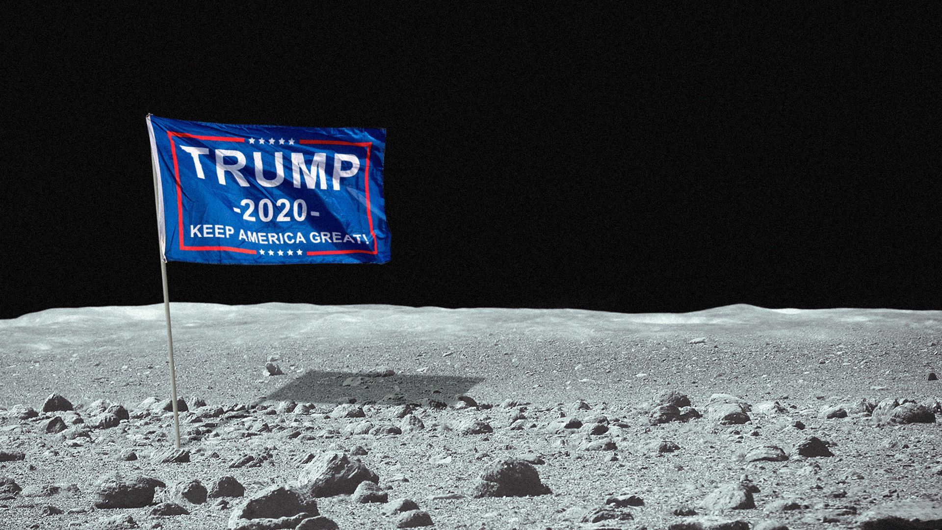 Illustration of a "Trump 2020 Keep American Great" flag on the Moon. 