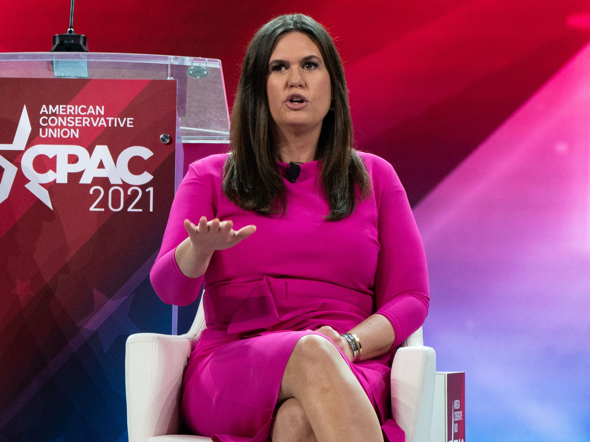 sarah huckabee sanders pink dress What a fun night to speak at the Gridiron Dinner in Washington, D.C. and finish the night watching the Hogs punch their ticket to the sweet 16!