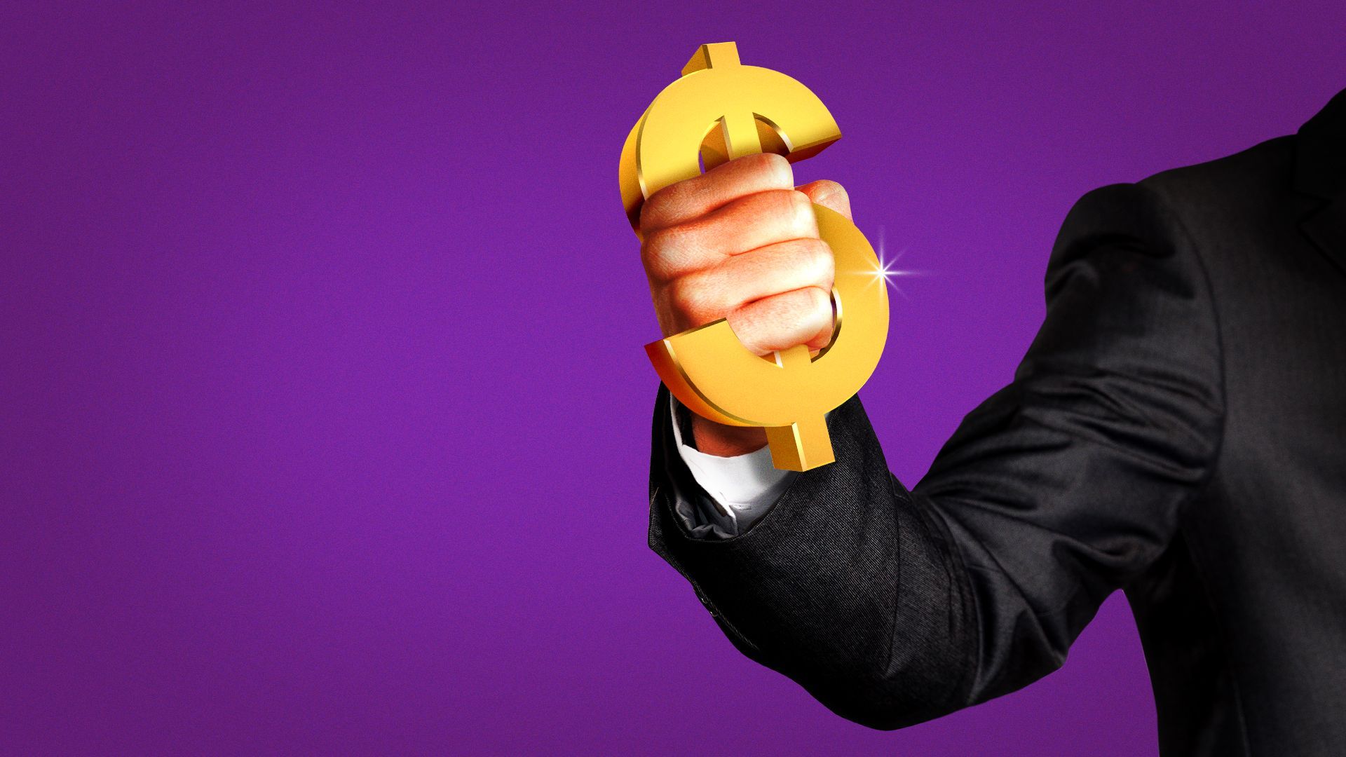 Illustration of a hand clutching a dollar sign.