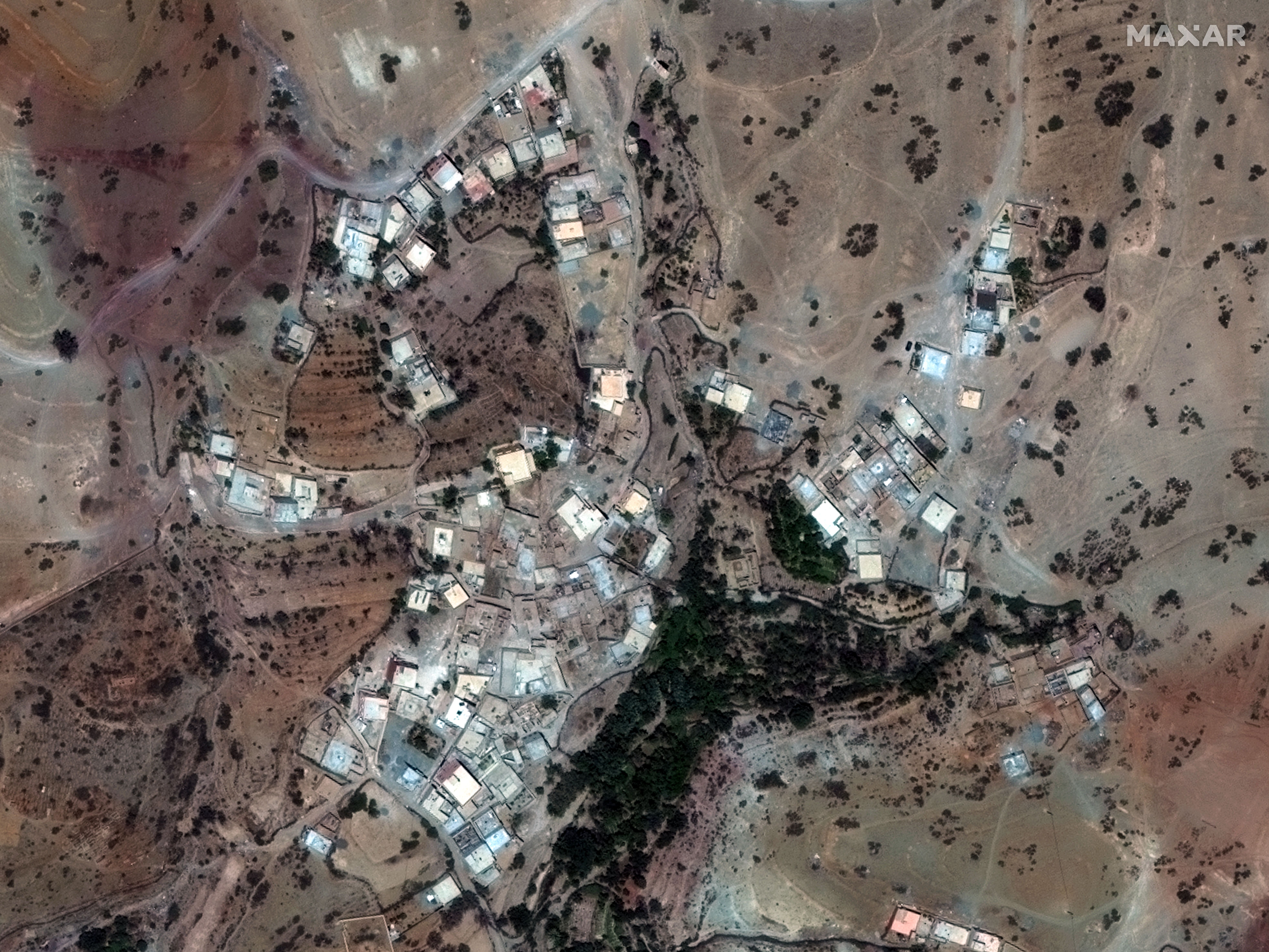 Satellite image shows the Moroccan town of Talat N’yaaqoub before Friday's earthquake. 