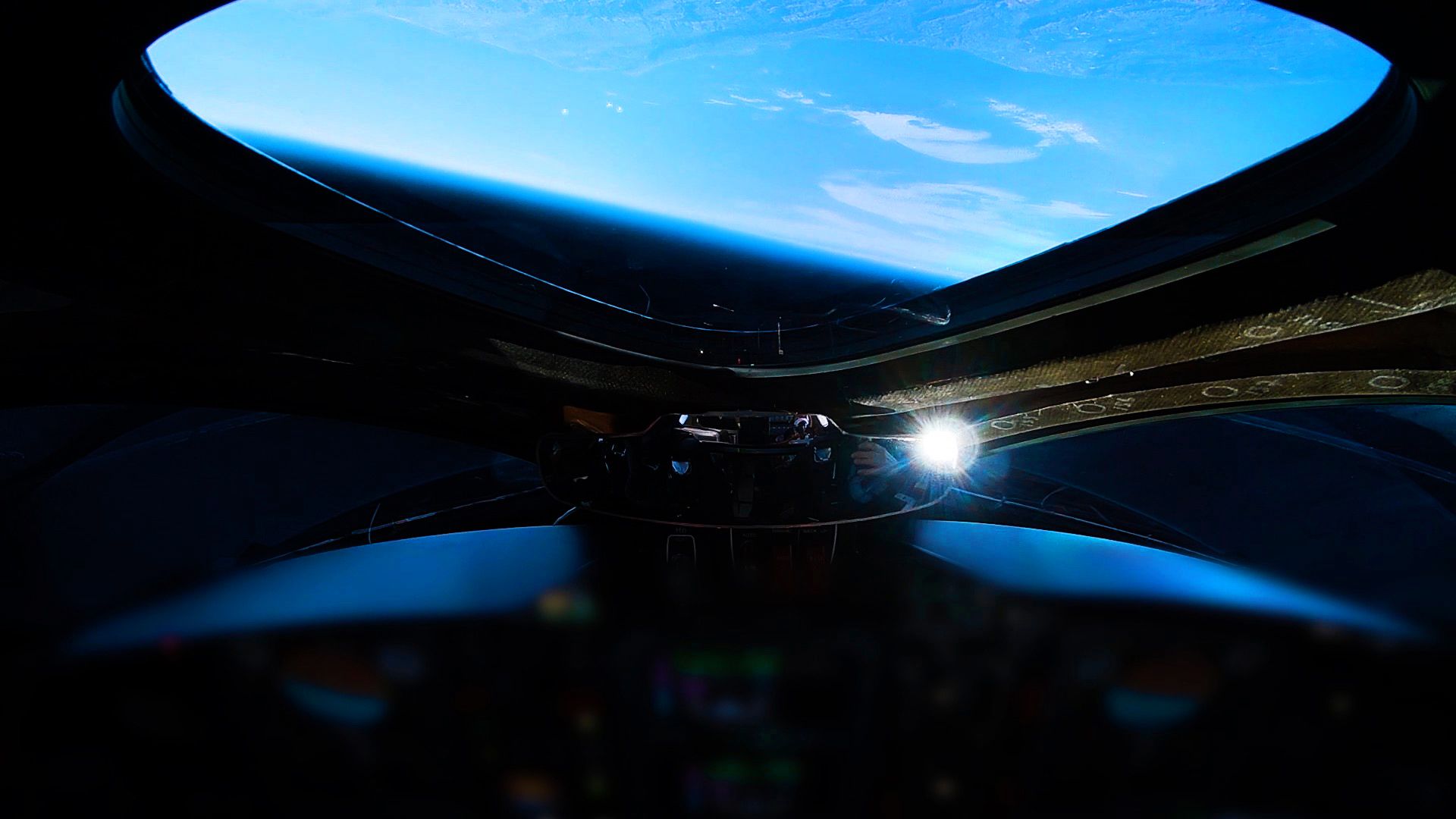 Image from the flight deck of Virgin Galactic's spaceship during the test flight