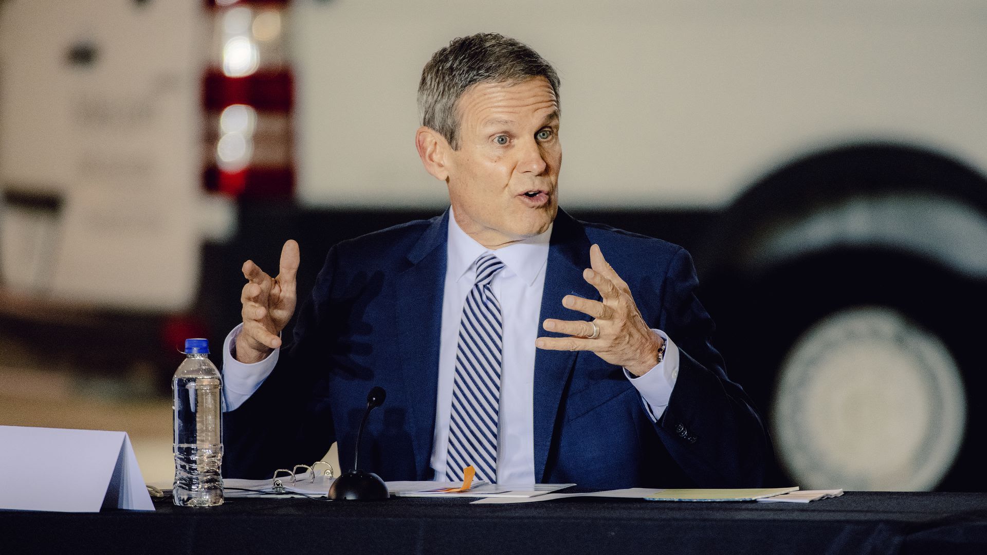 Gov. Bill Lee speaks at an announcement for a historic Ford plant.