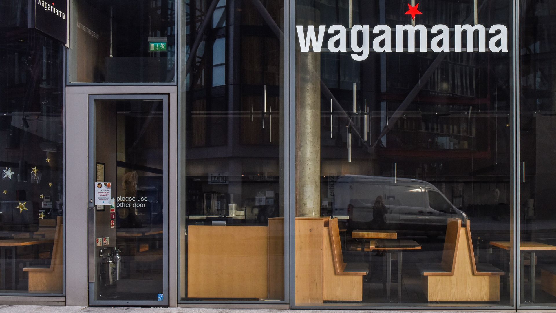 An empty wagamama storefront in London.