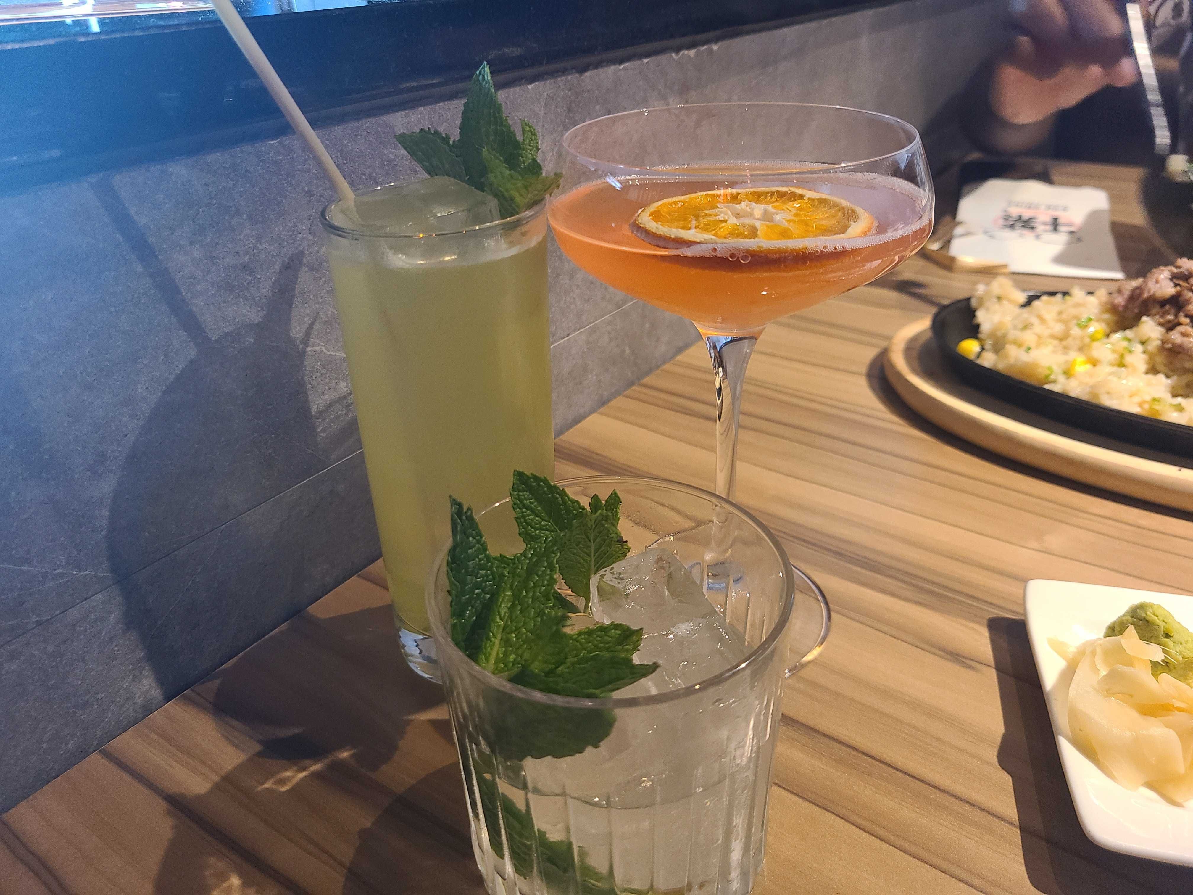 A trio of tropical cocktails..