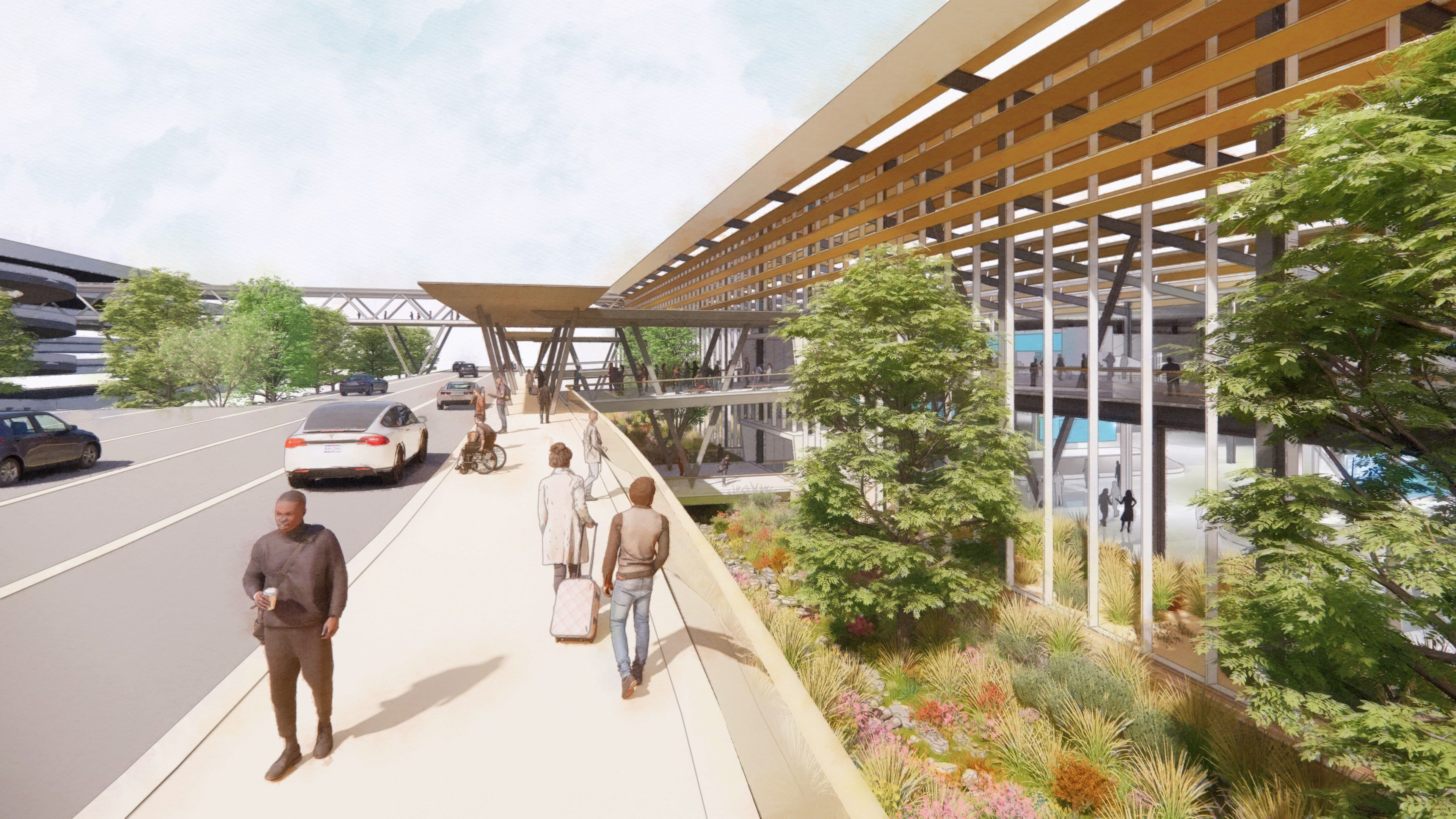 A design of the new terminal entrance at San Antonio International Airport.