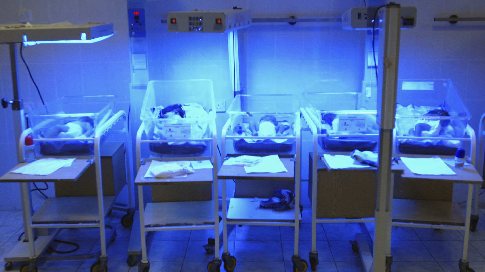 Preterm babies lying down in nursery