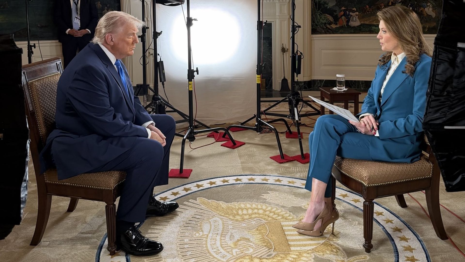 CBS News' Norah O'Donnell interviews President Trump for "60 Minutes" on Sunday.