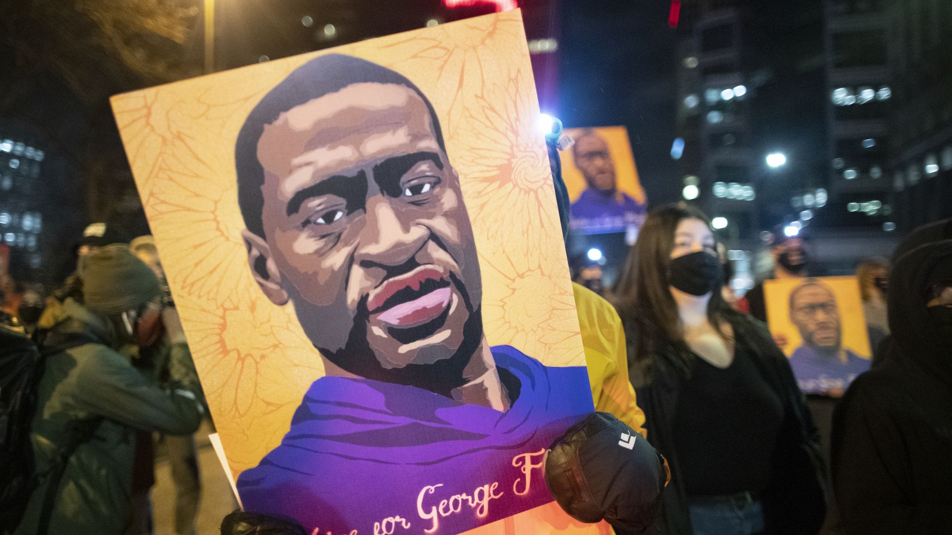 Protesters demand justice for George Floyd on April 9. 