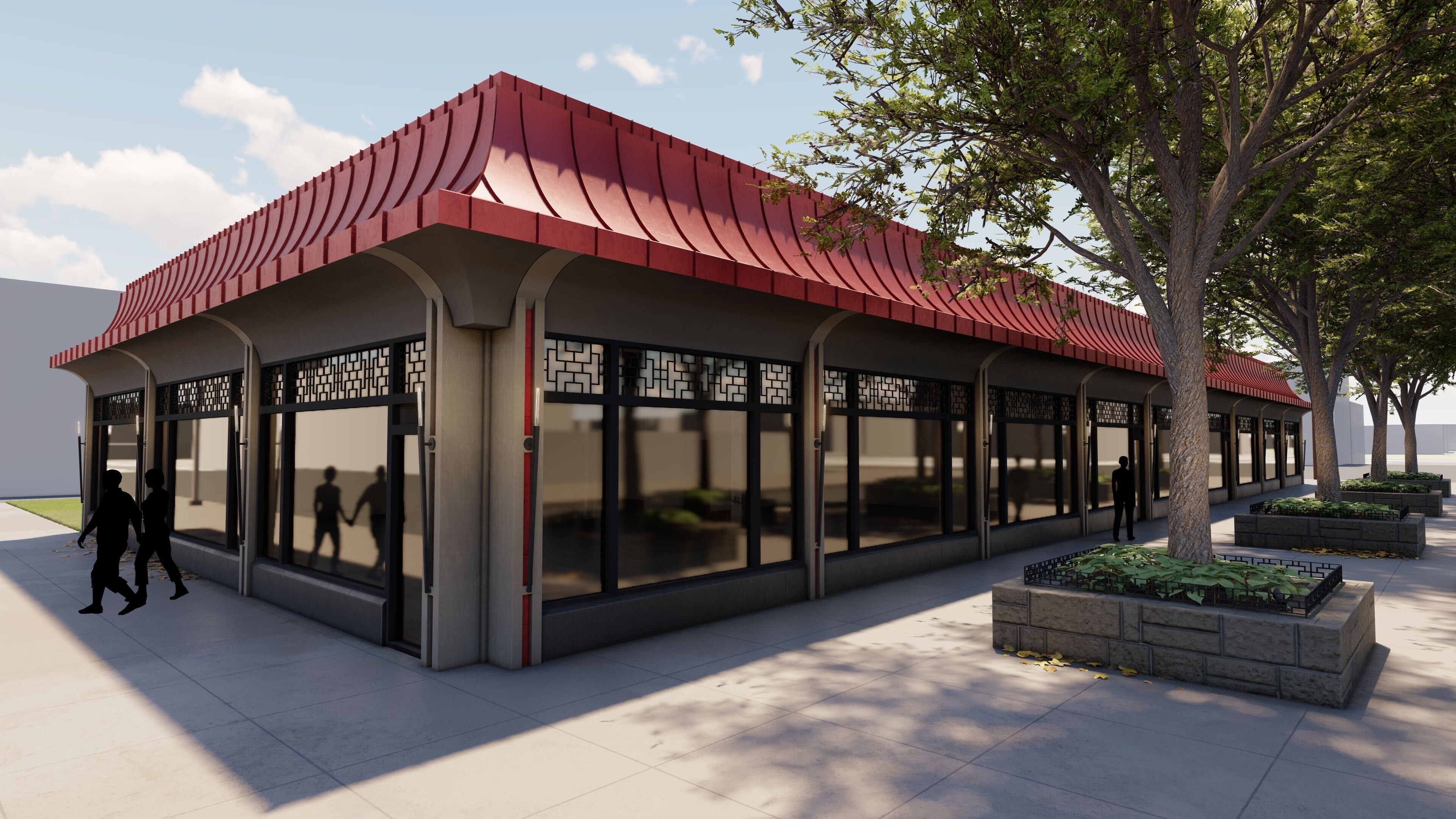 Renderings of the proposed commercial space on Cass and Peterboro at the Chung's building. Photo courtesy of Mike Essian.