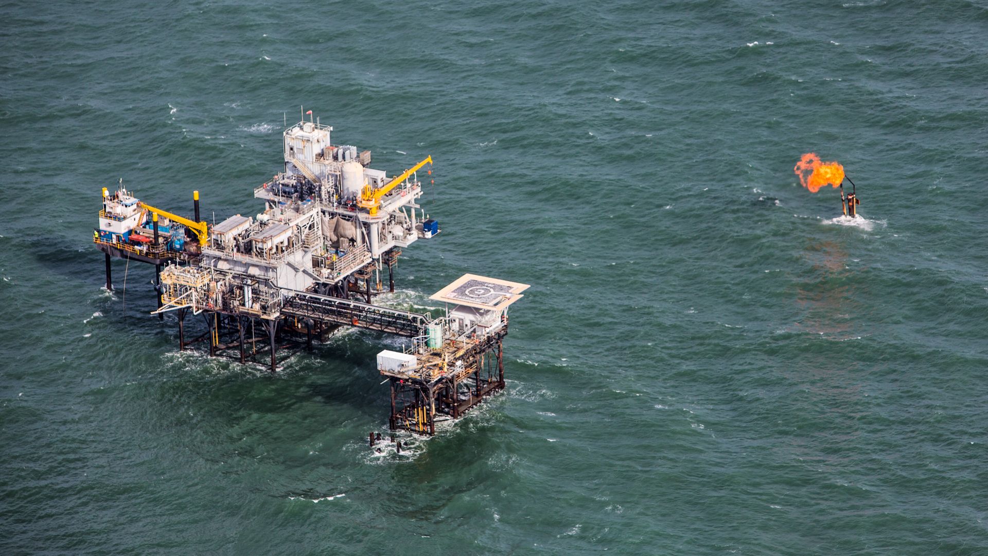 An offshore oil platform