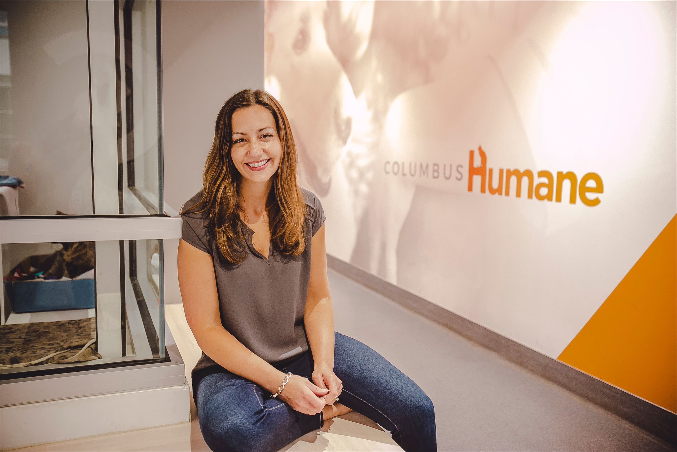 Columbus Humane CEO Rachel Finney sitting at the organization's headquarters.