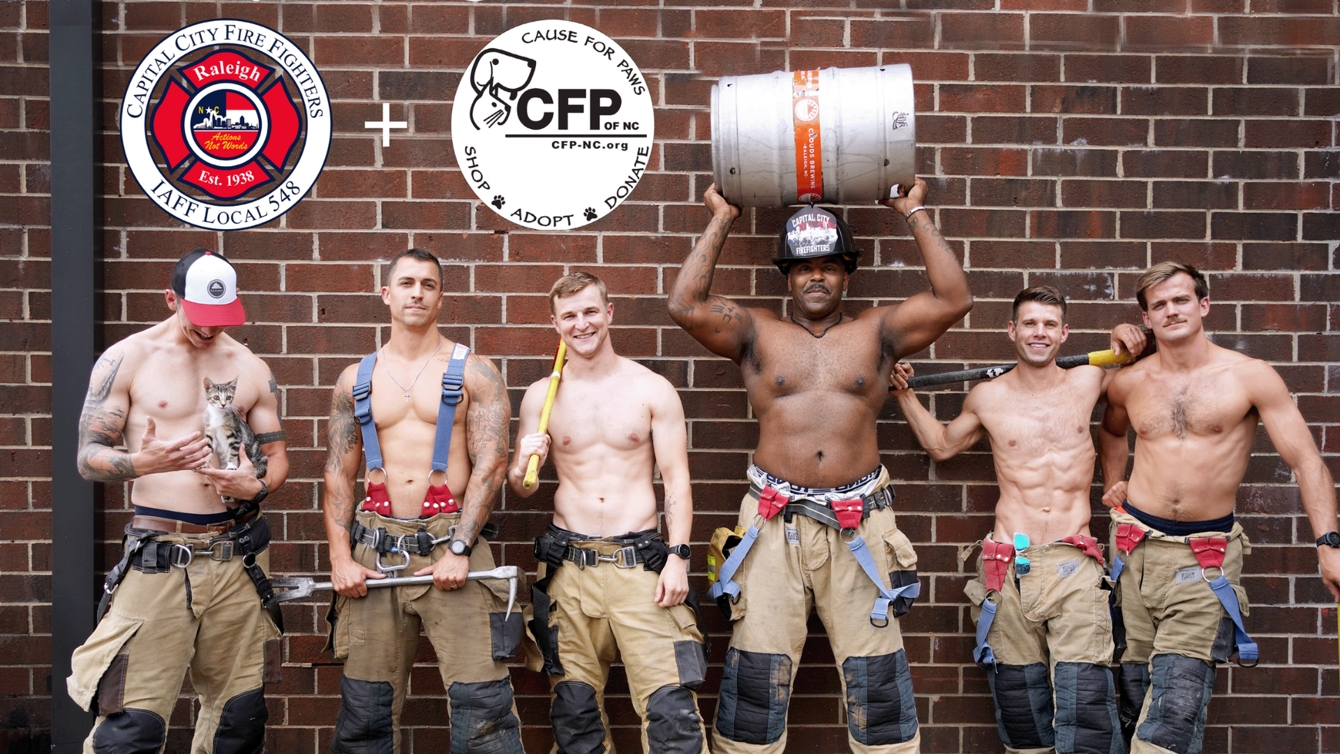 Raleigh firefighters posing for the 2023 Firefighters Calendar