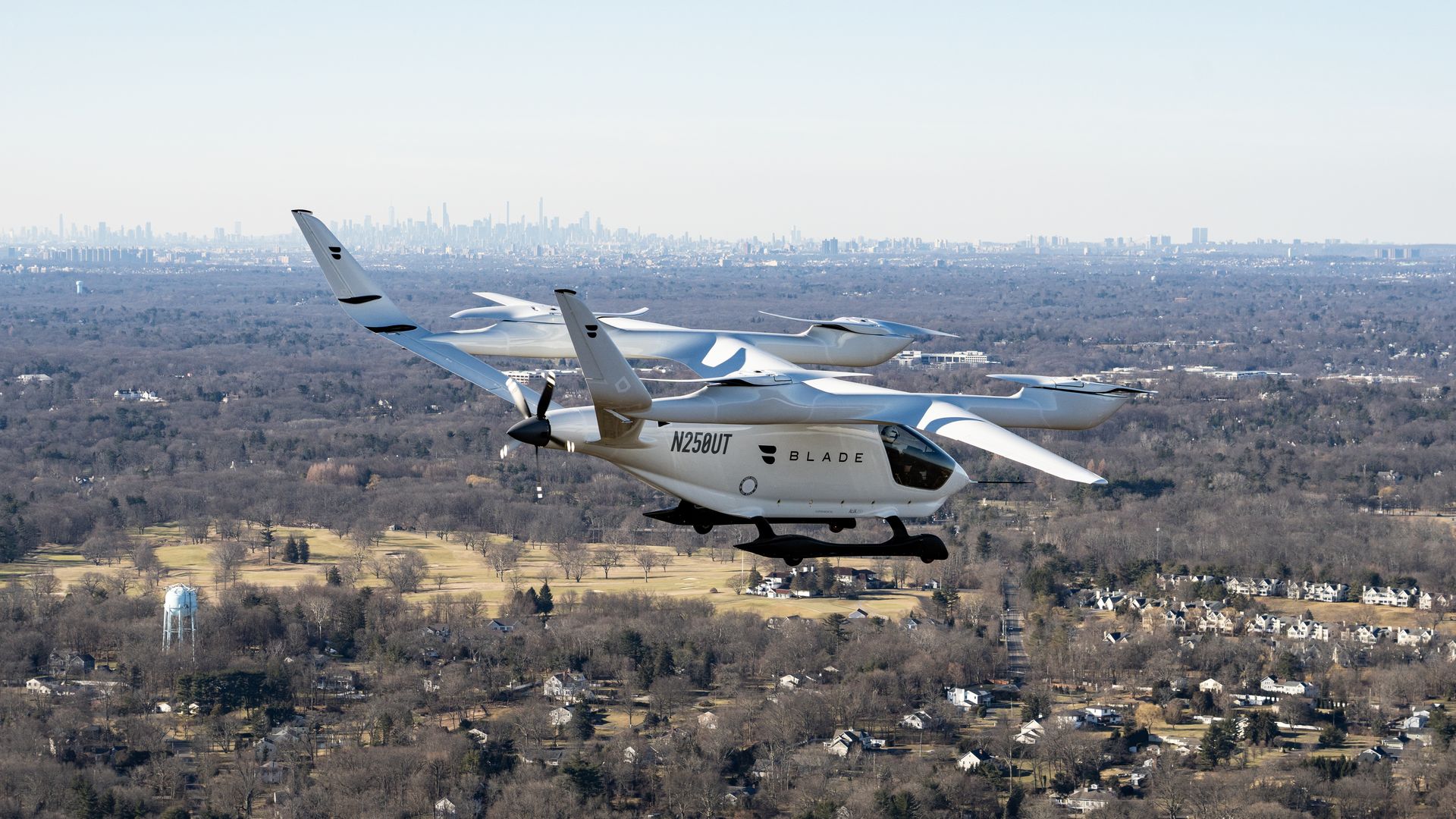 BETA Technologies' Blade-branded eVTOL flies just outside New York City.