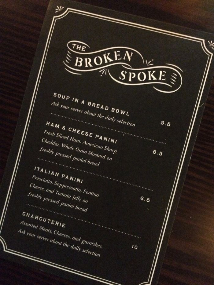 broken spoke food menu