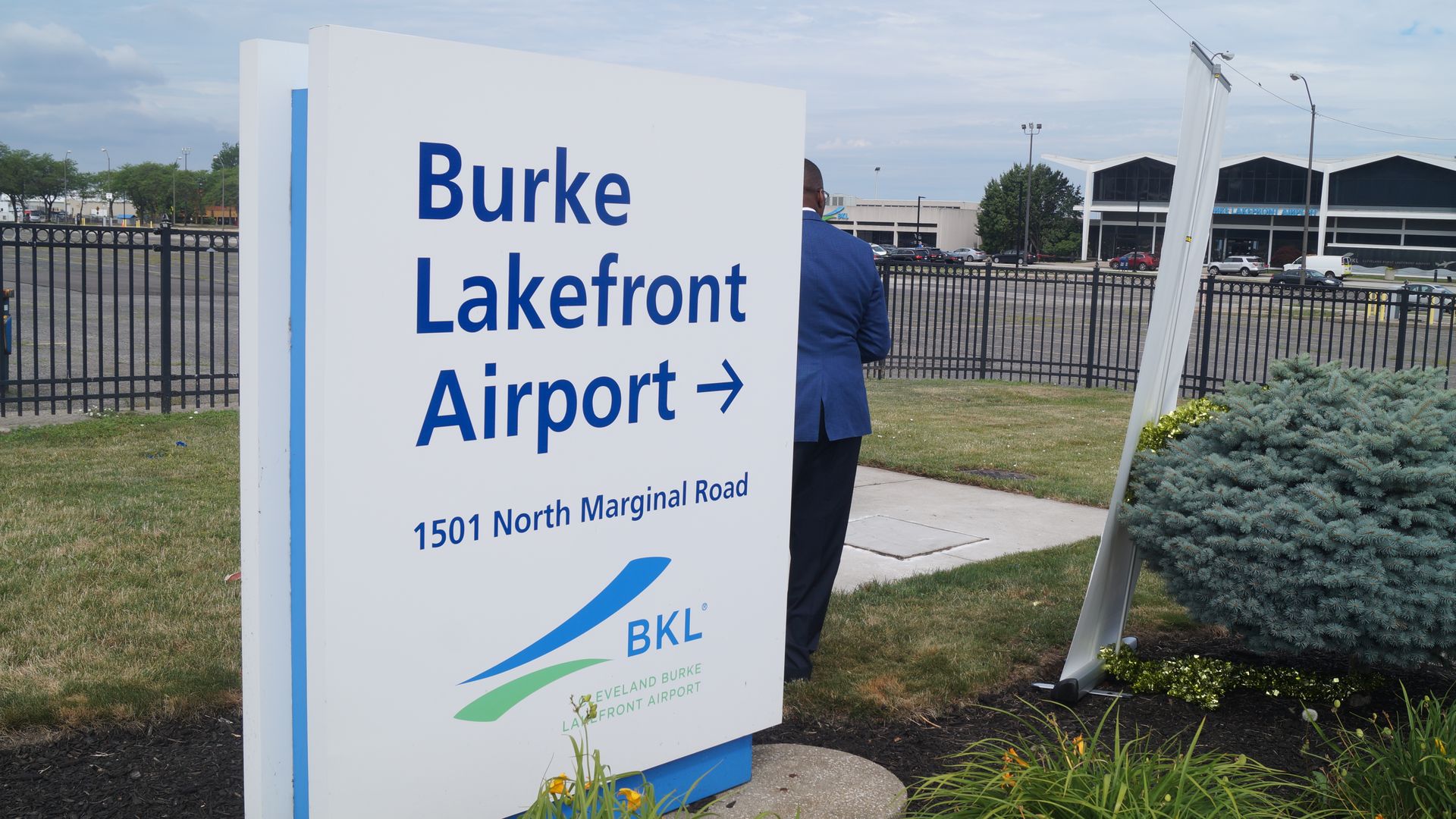 Sign reading "Burke Lakefront Airport" 