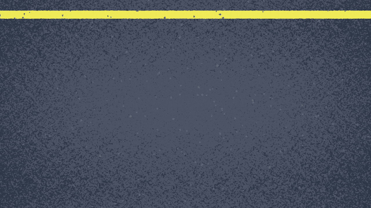 Animated illustration of a bike lane being drawn onto a street, and three bike lane icons cycling across it.