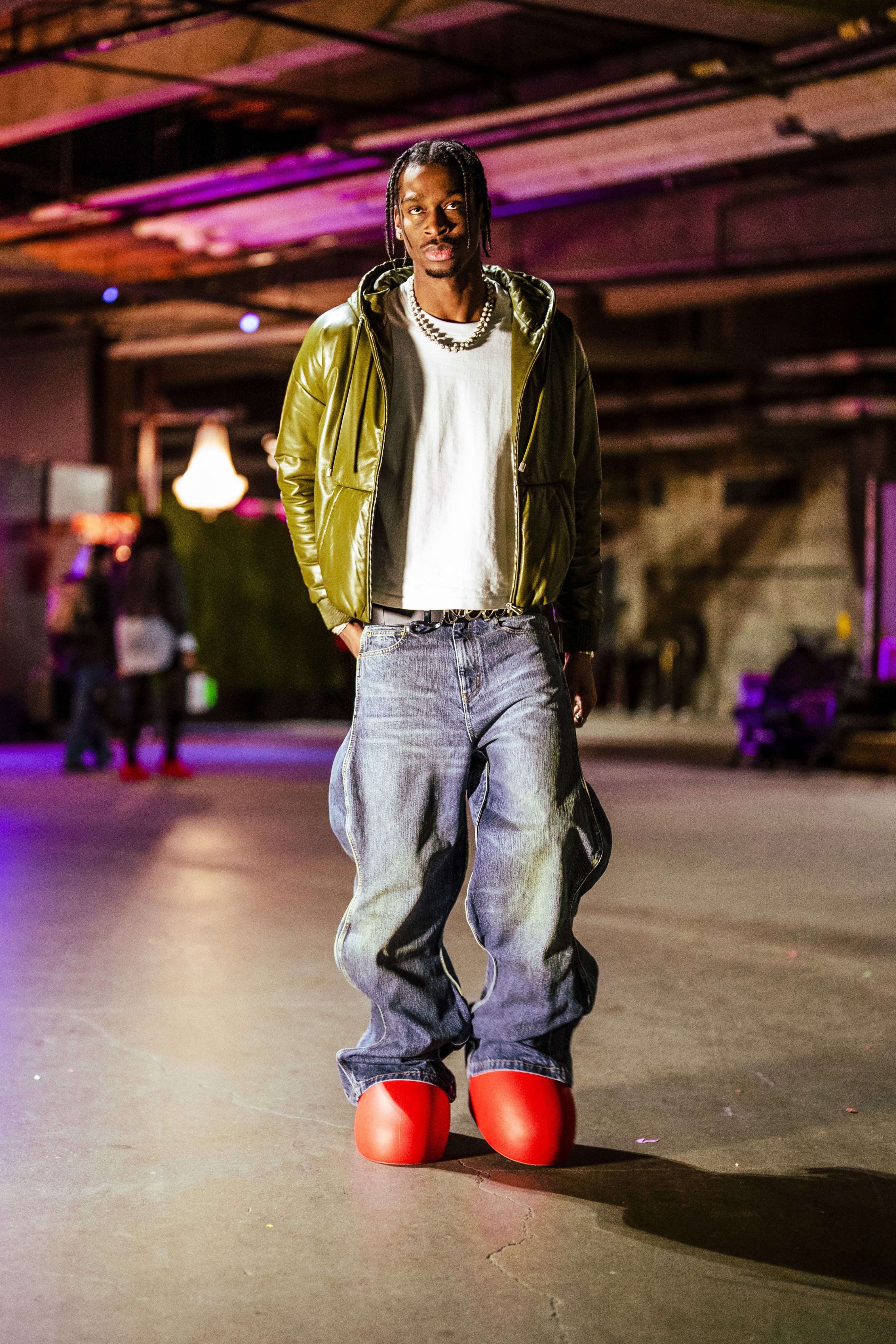 Shai Gilgeous-Alexander #2 of the Oklahoma City Thunderarrives to the arena before the game against the Los Angeles Lakers on February 7, 2023 at Crypto.Com Arena in Los Angeles, California.