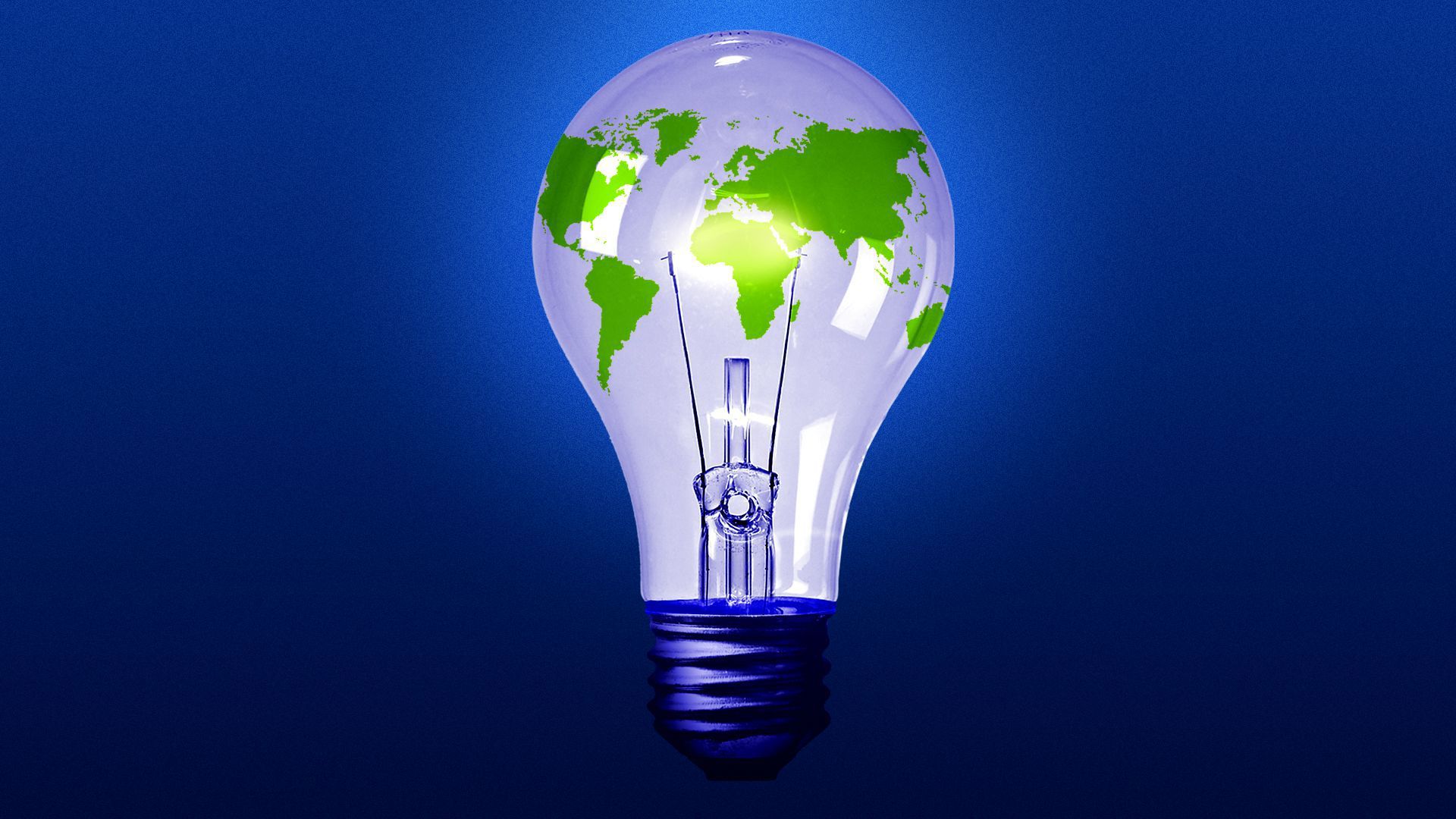 An illustration of a lightbulb with a globe in it 