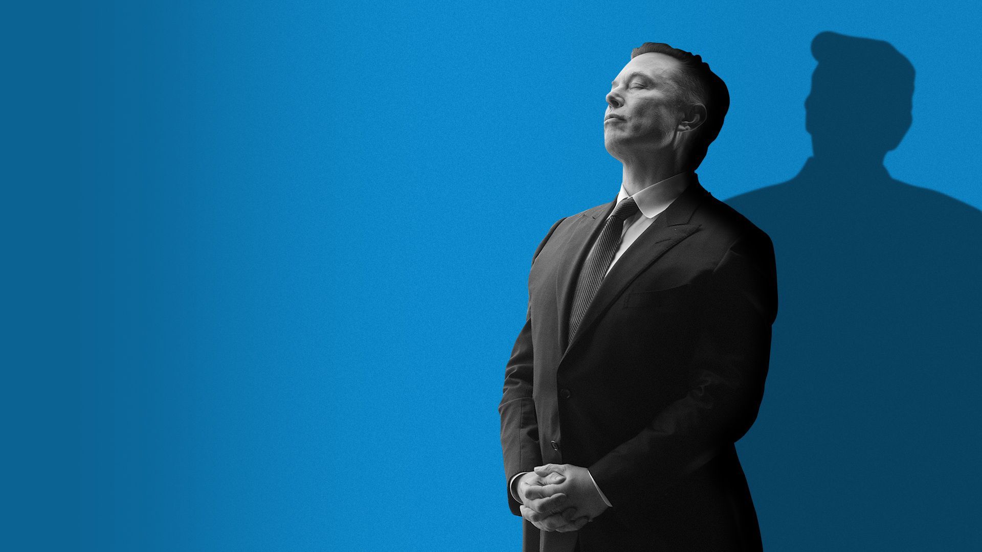 Photo illustration of Elon Musk casting Donald Trump's shadow.