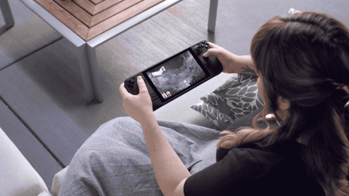 GIF of a person playing the new Steam Deck