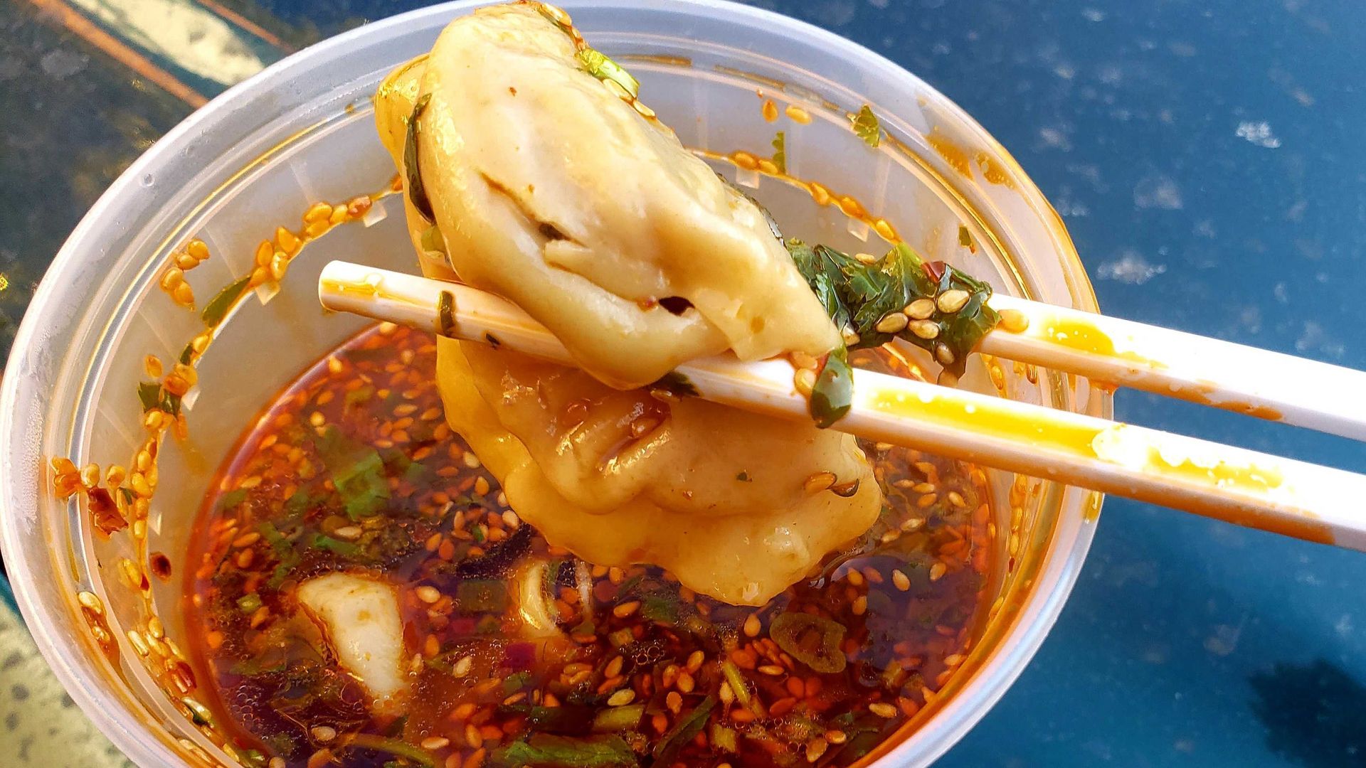 Dumpling over broth