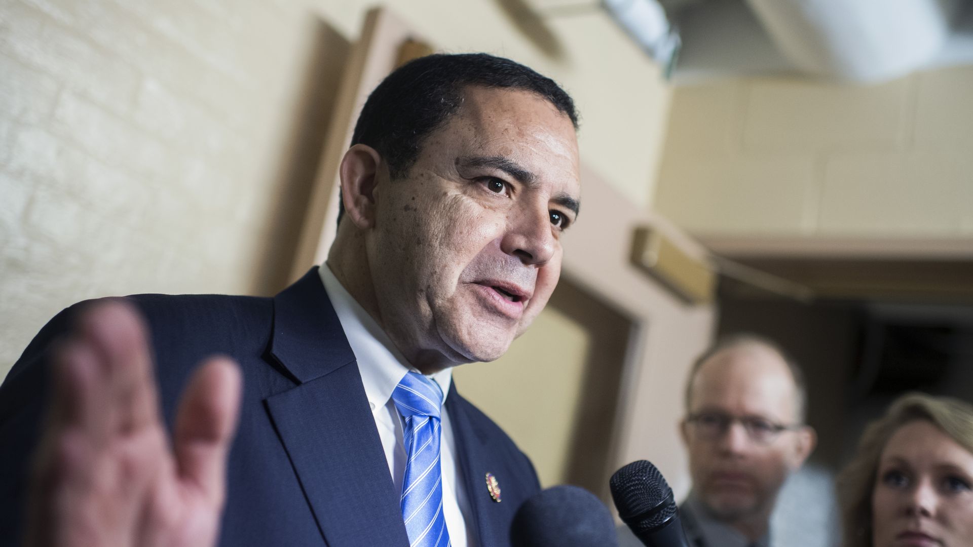 UNITED STATES - JUNE 27: Rep. Henry Cuellar, D-Texas, talks with reporters in the Capitol after a meeting of House Democrats on Thursday, June 27, 2019.