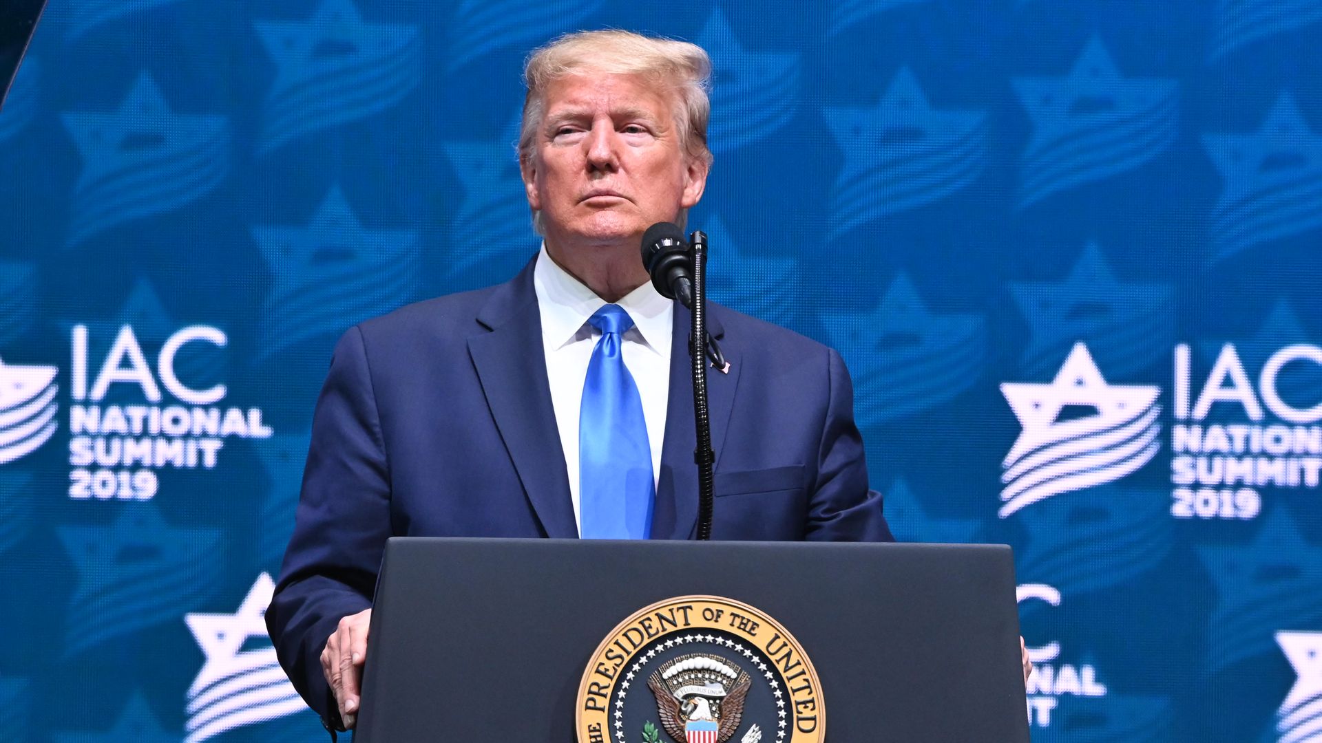  President Donald Trump speaks at the Israeli American Council National Summit on December 07, 2019 in Hollywood, Florida.
