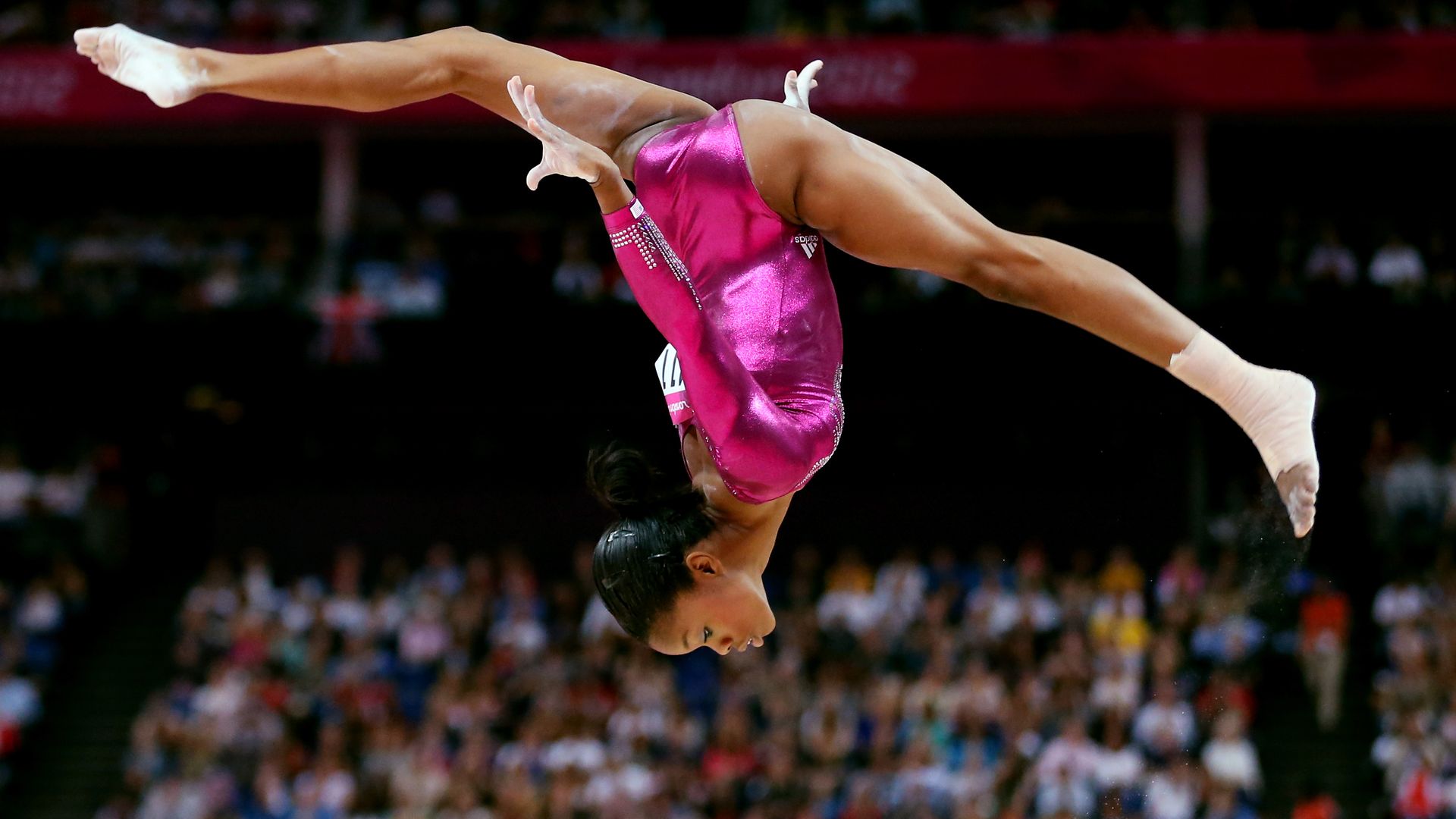 Gabby Douglas in midflight.