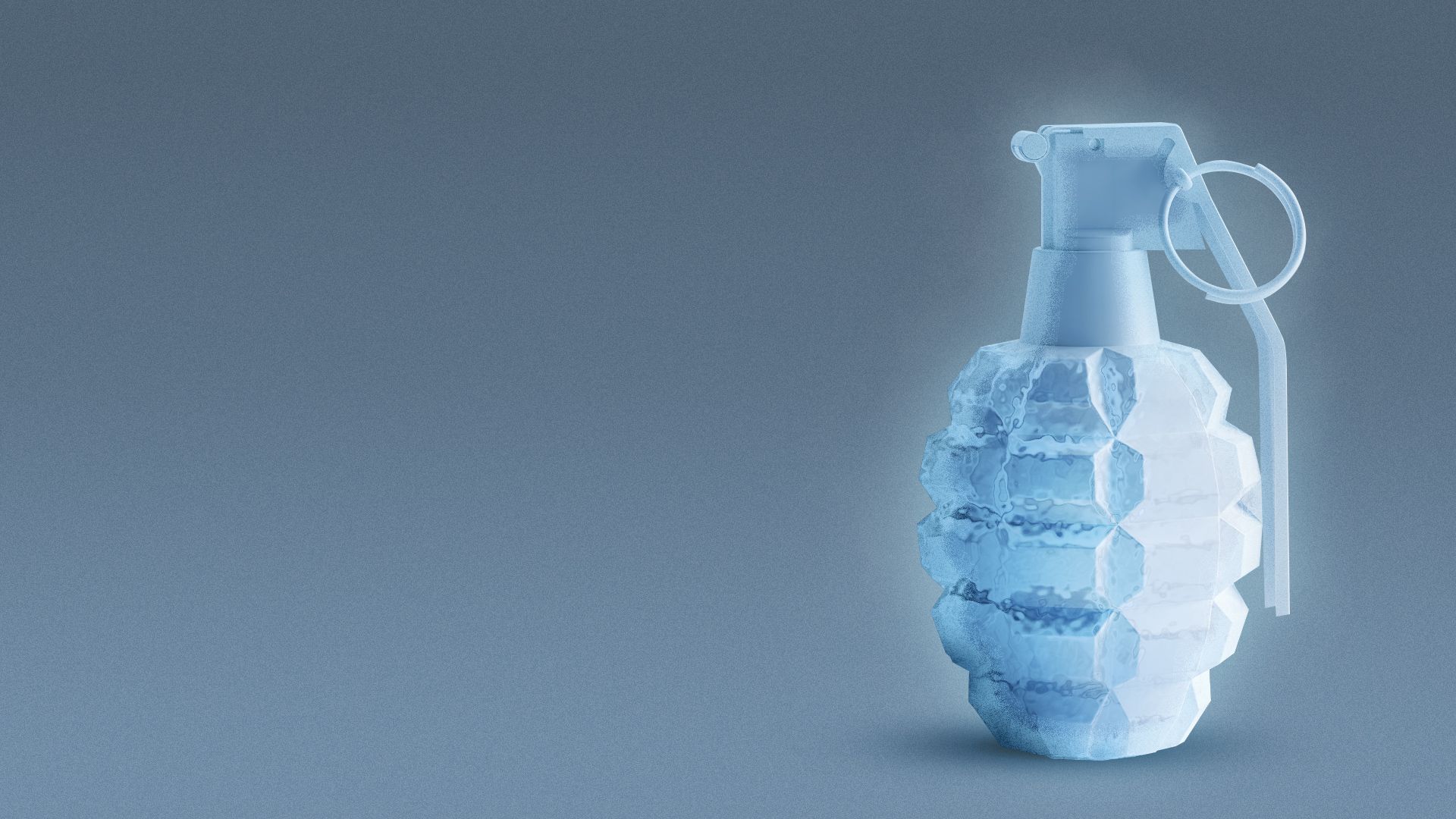 Illustration of an iced and frozen grenade.